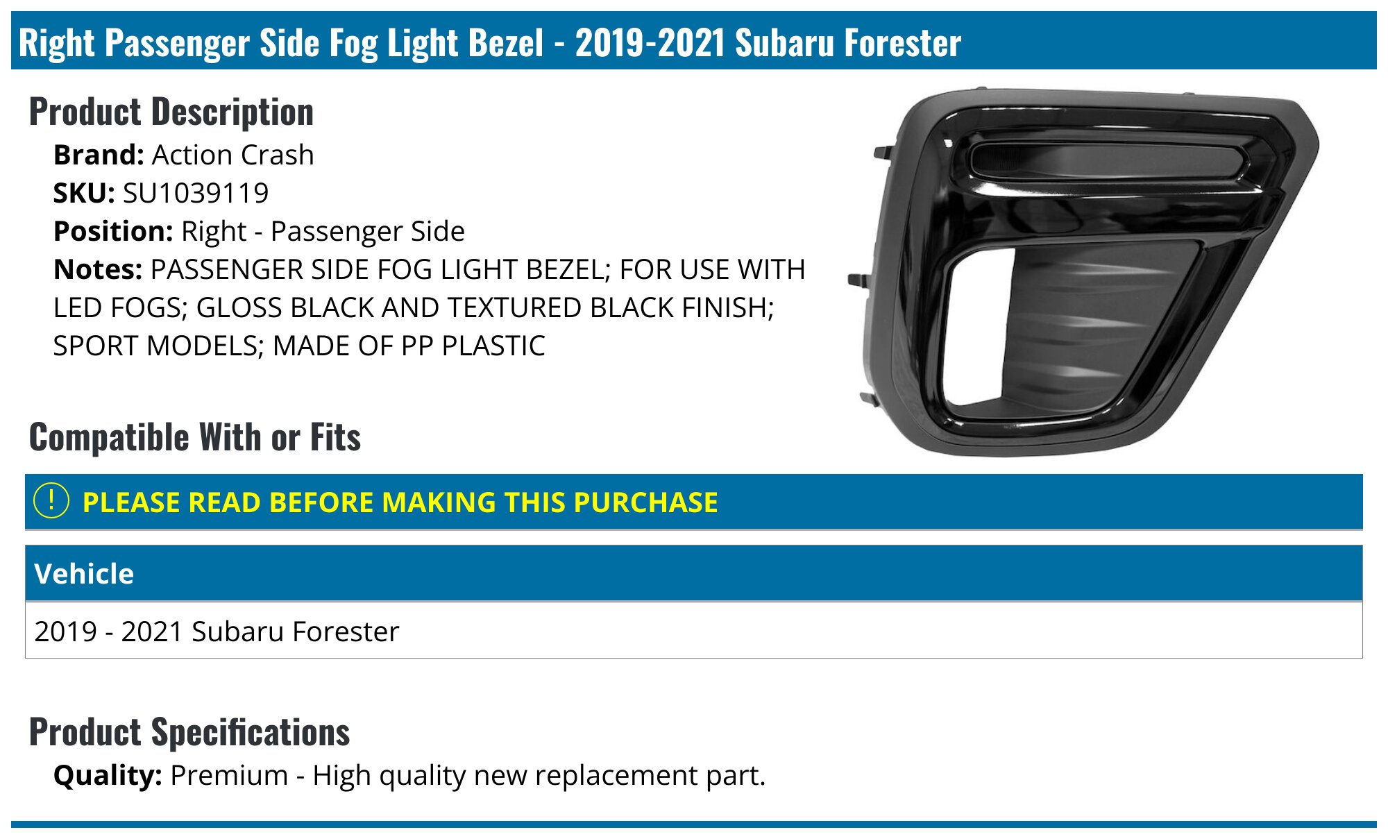 Fog Light Conversion Kit - Fits 2019-2021 Subaru Forester