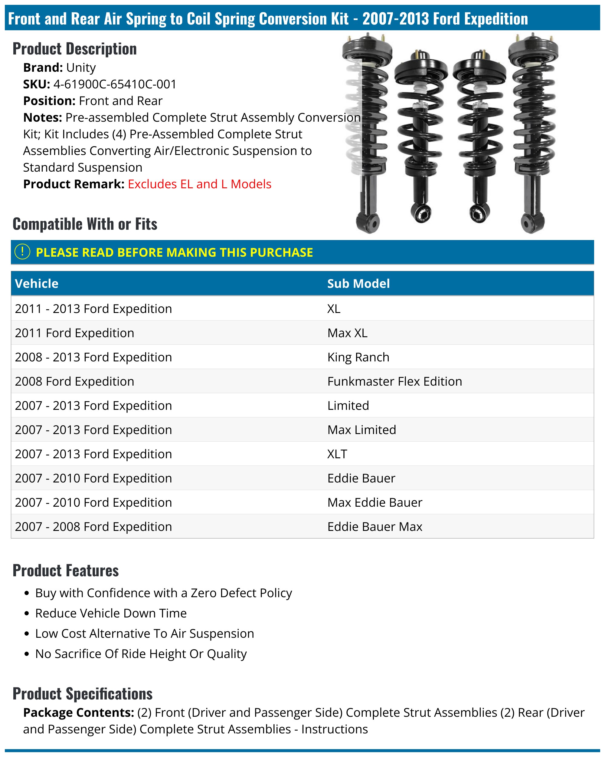 Ford Expedition Coil Spring Conversion Kit - Air Shock Conversion ...