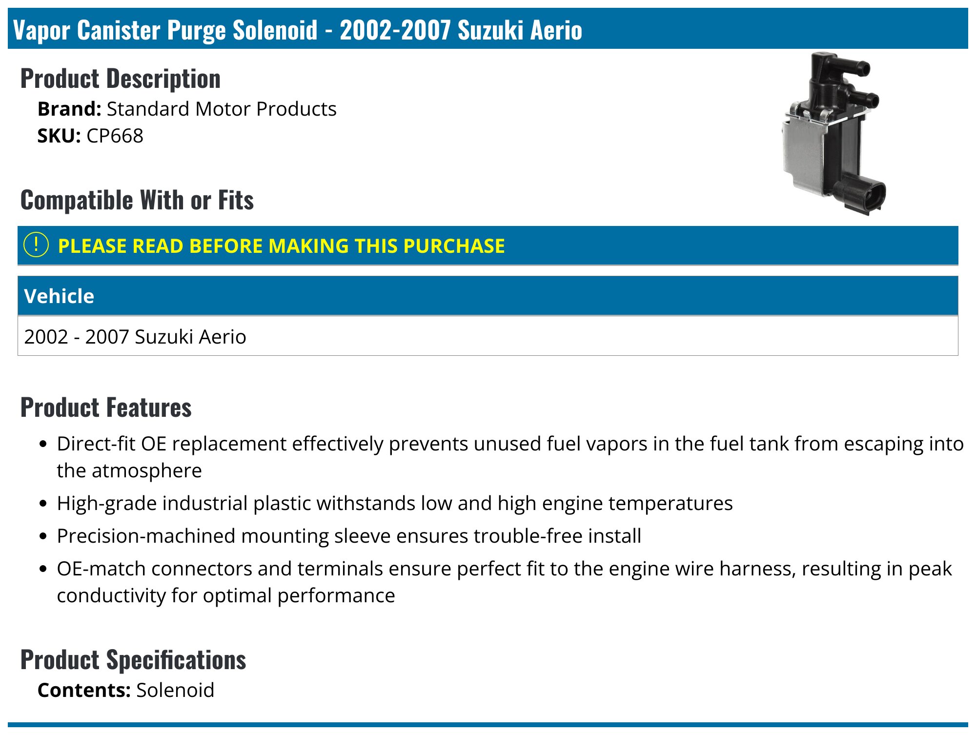 Vapor Canister Purge Valve Solenoid For SUZUKI Grand Vitara GSXR 600 750 Vl Vz 800 18117 52g00 000 18117 52g00 I3605336655