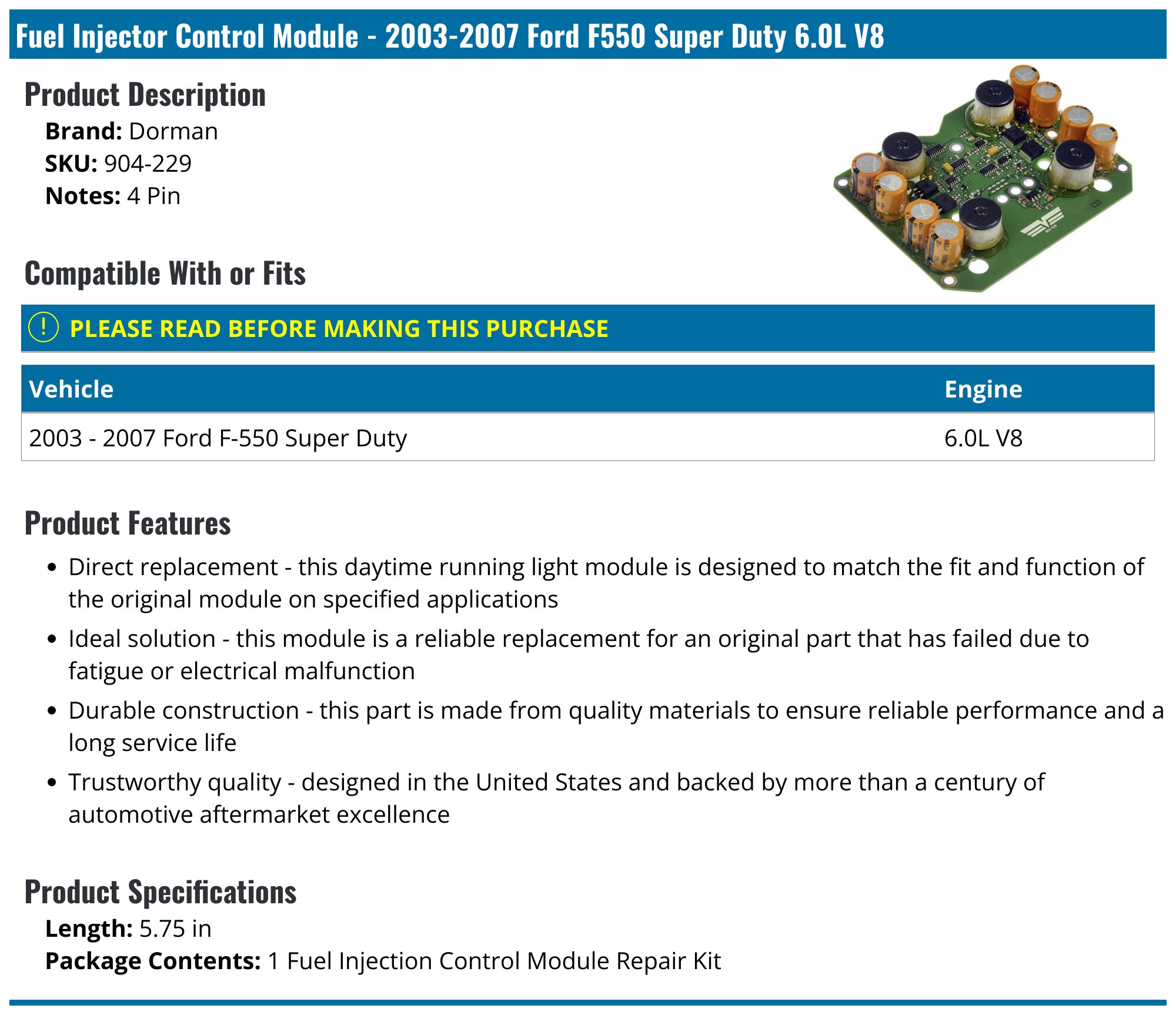 2003-2007 Ford F550 Super Duty Fuel Injector Control Module - Dorman ...