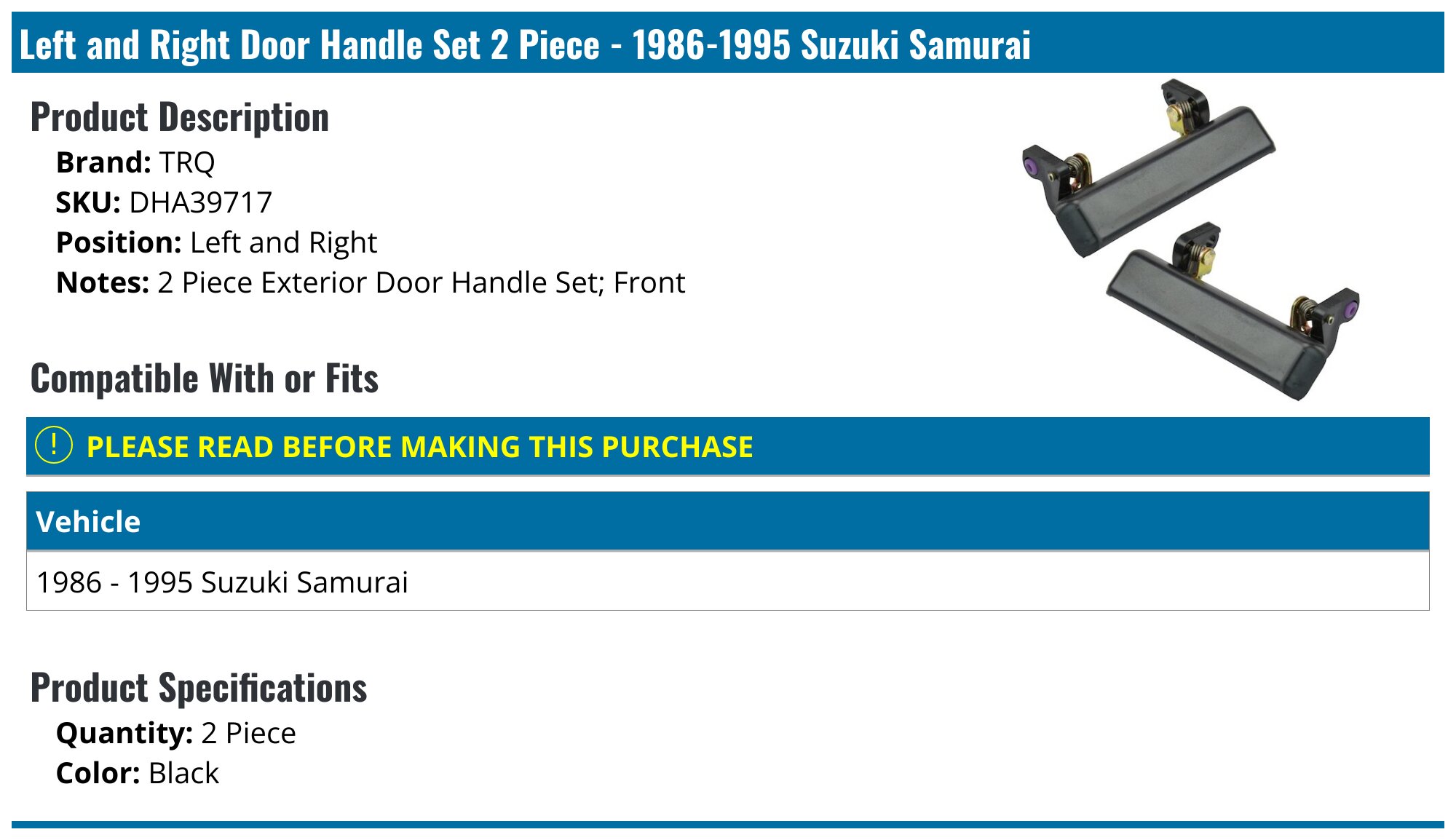 Front Rear Left Right Interior Door Handle for Suzuki for Vitara 1988