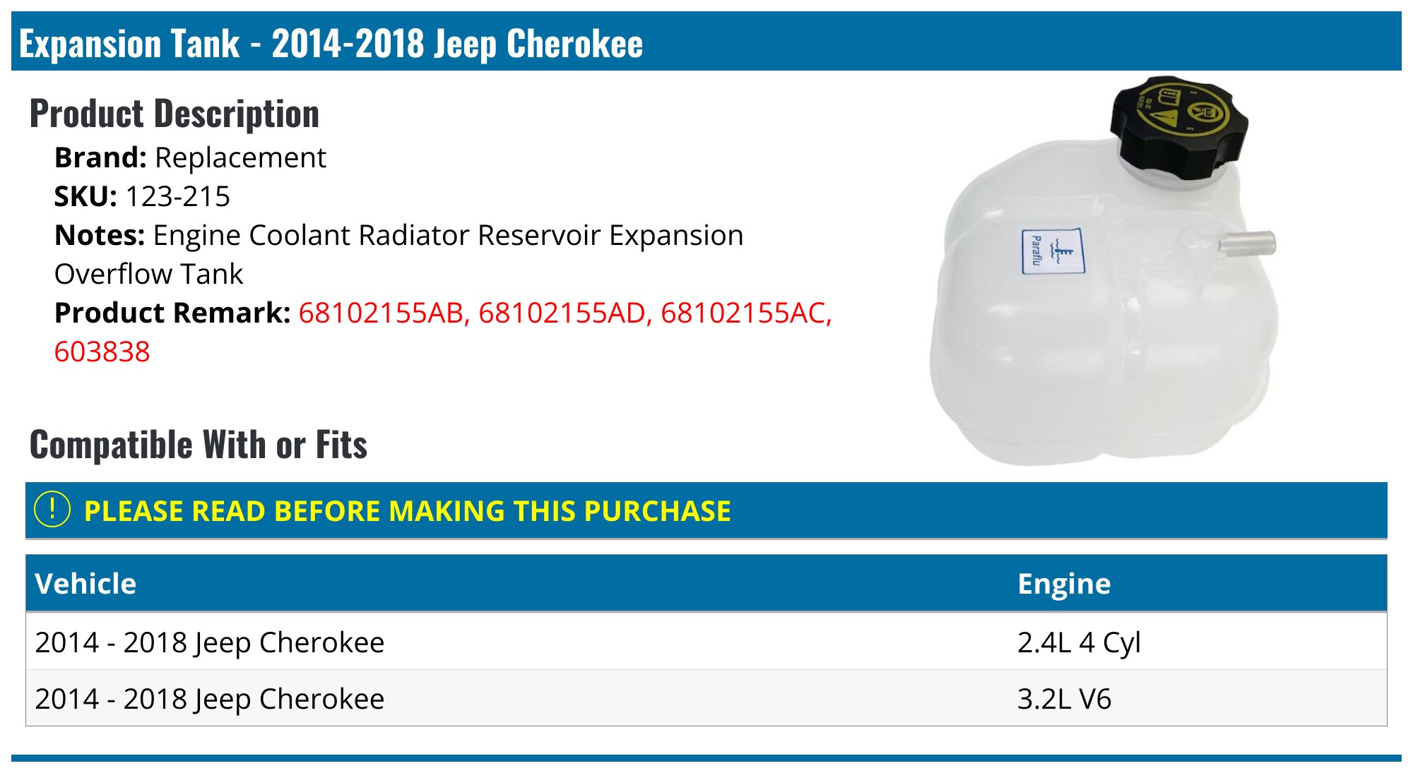 20142018 Jeep Cherokee Expansion Tank Replacement 123215
