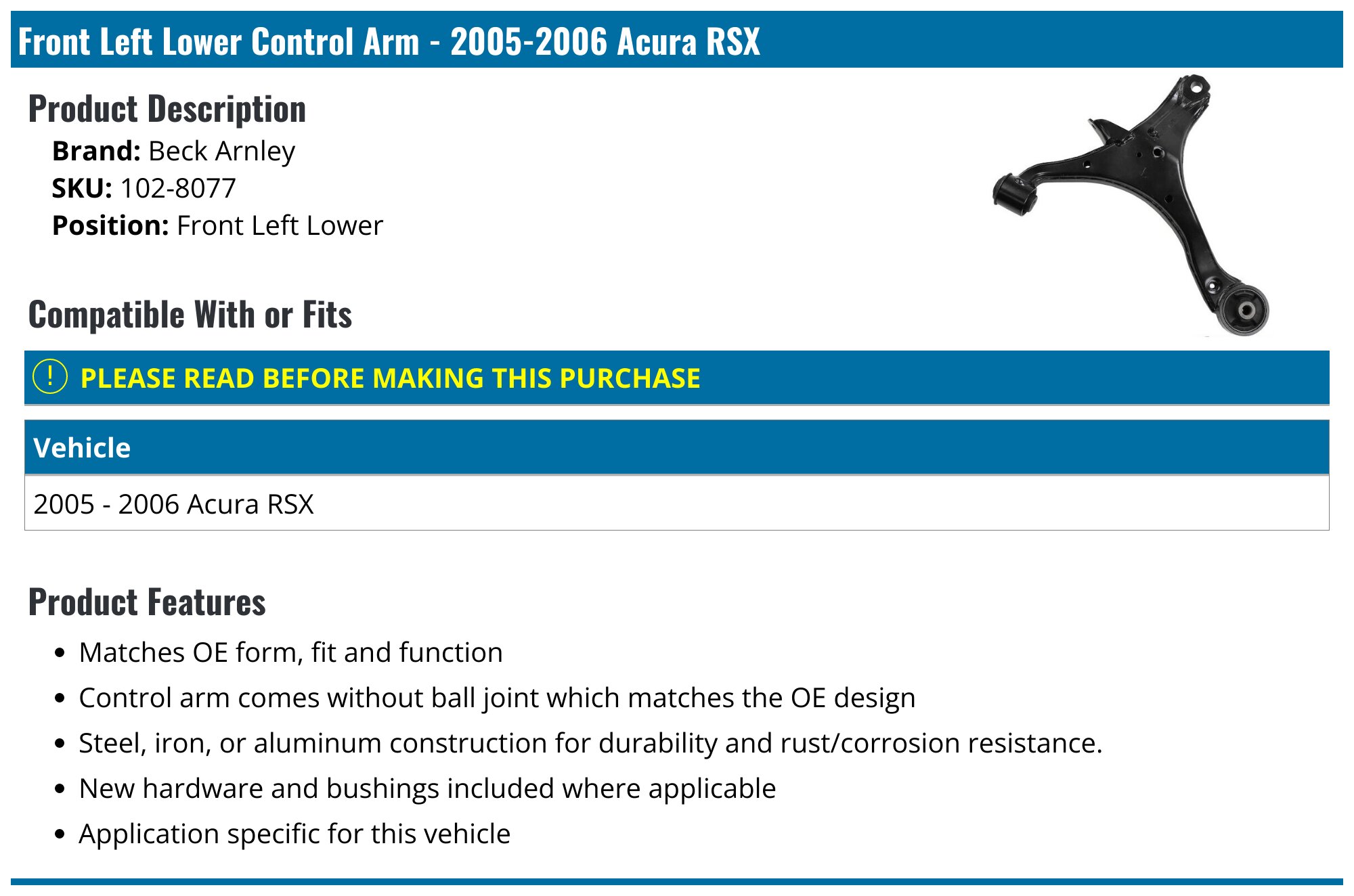 Front Left Strut Assembly Genuine 41PRJB64 for Acura RSX 2005 2006 Front Left Strut Assembly Genuine 41PRJB64 for Acura RSX 2005 2006