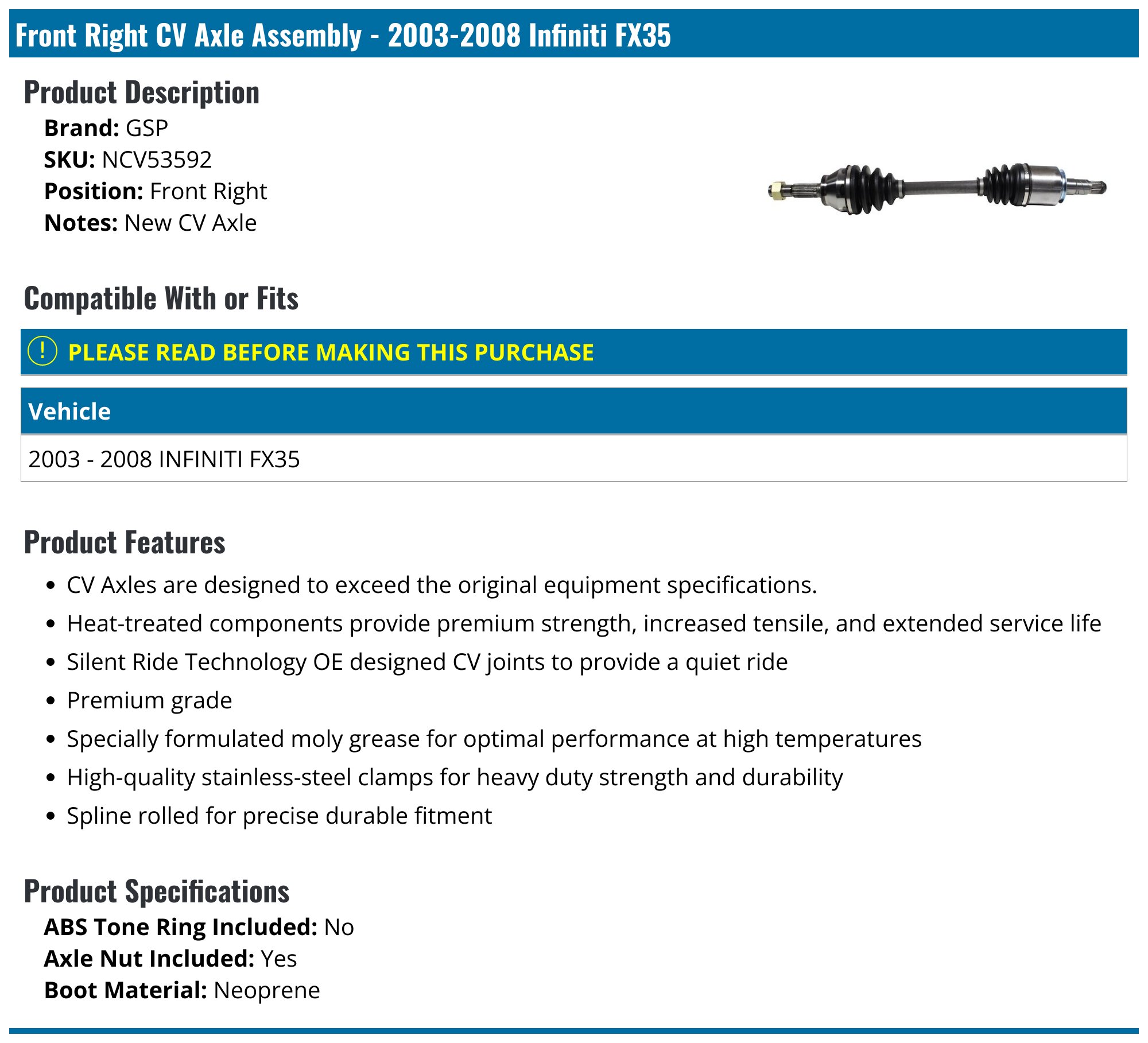 ABS Compatible With Infiniti For FX35 FX45 フロント左 トランスミッション アクスル アク Amazon.com: A-Premium Front Left or Right ABS Wheel Speed Sensor |  Compatible with Infiniti FX35 2003-2008, FX45 2003-2008, Sport Utility -  Front Driver or Passenger Side : Automotive