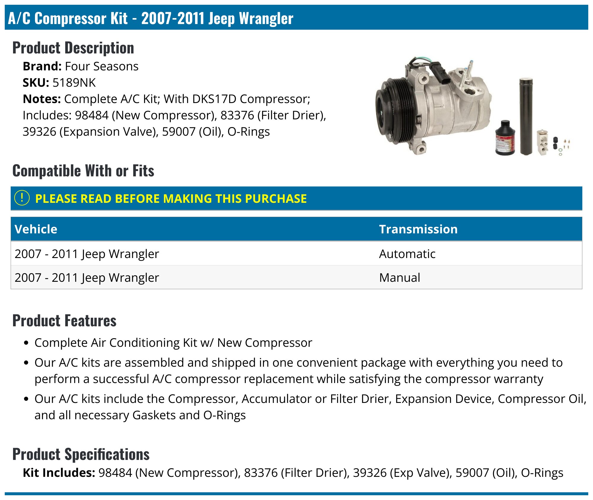 Condensador A/c Para Jeep Wrangler 2007-2011 Cn054a