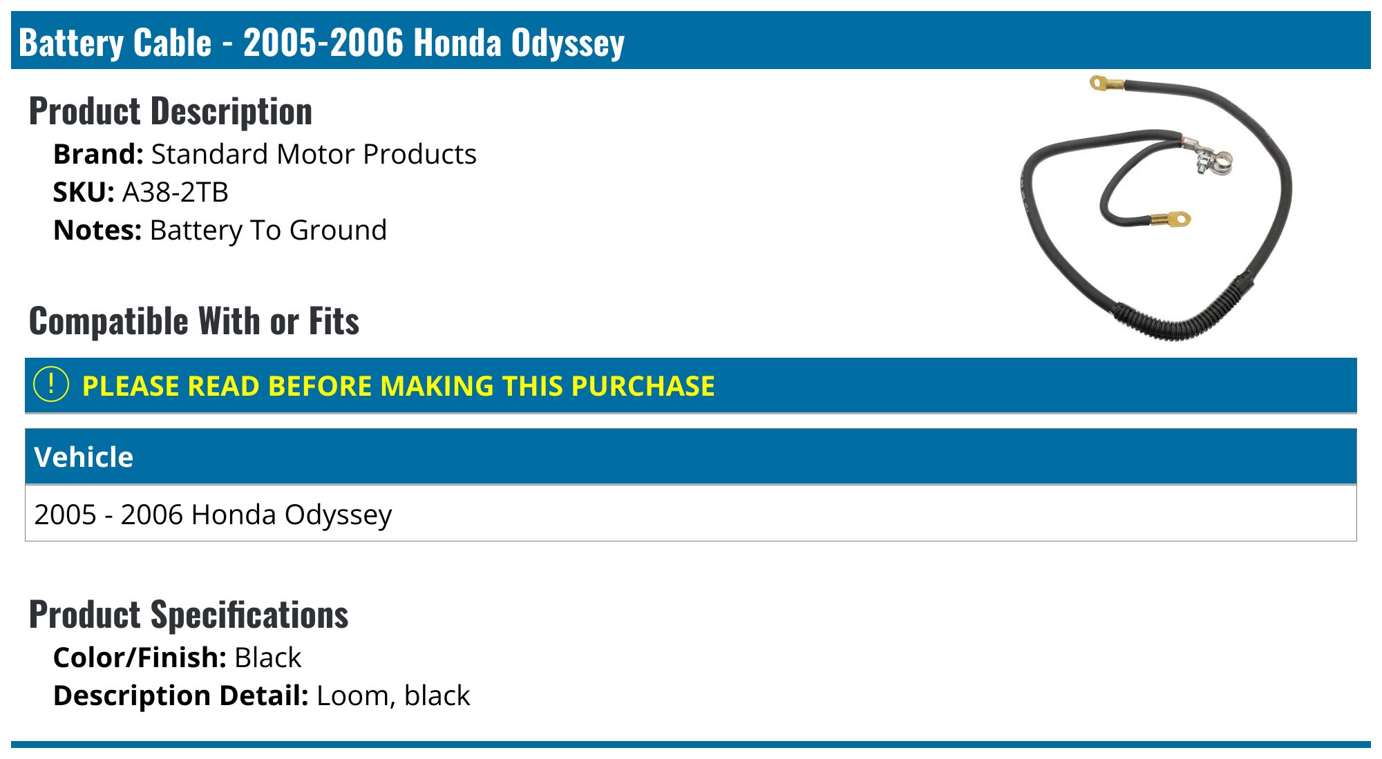 2006 Honda Odyssey Battery Cables & Accessories