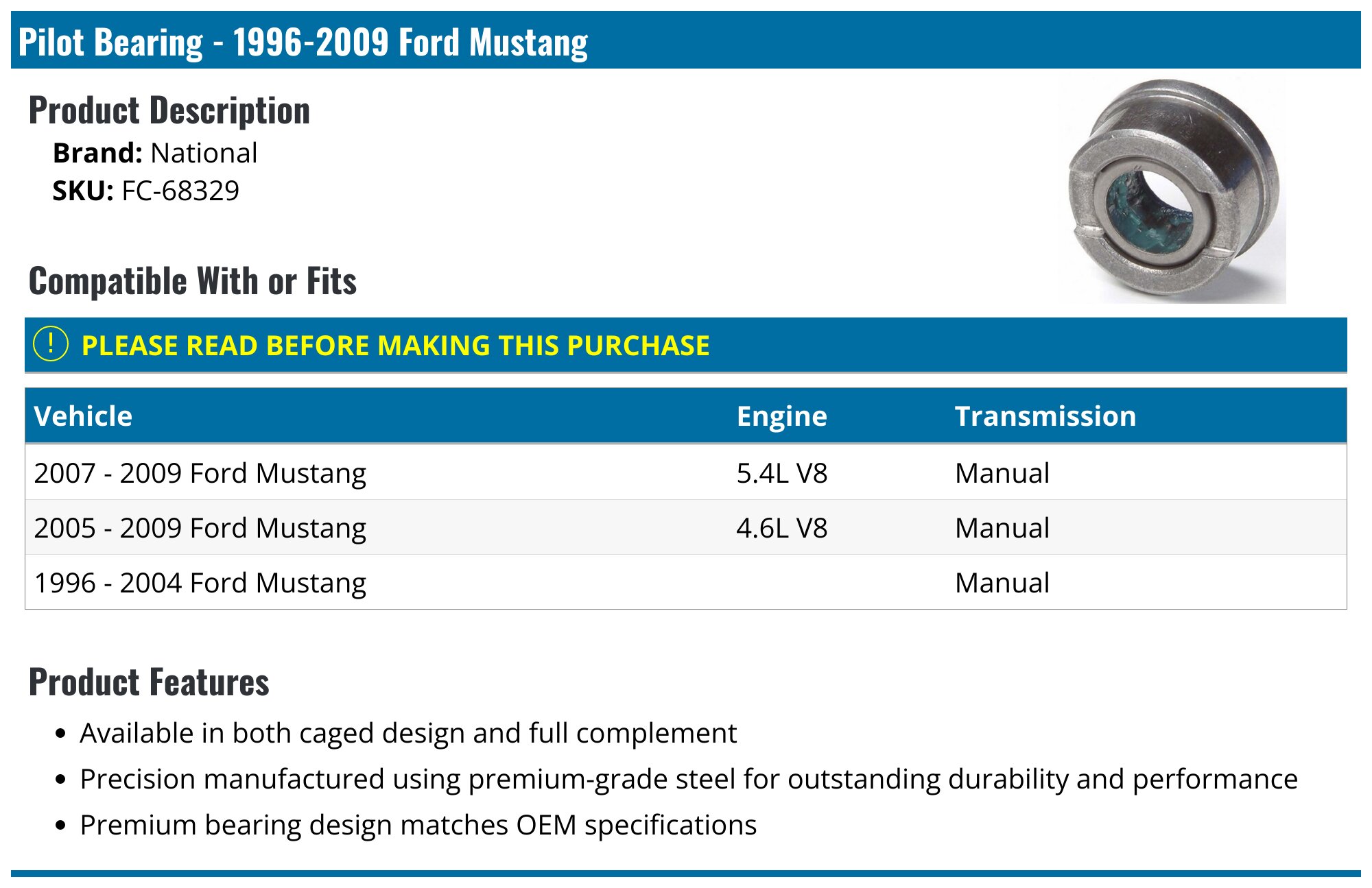 Ford Racing Rollenlager M-7600-B – Für 4,6 L Motoren, Originalersatzteil
