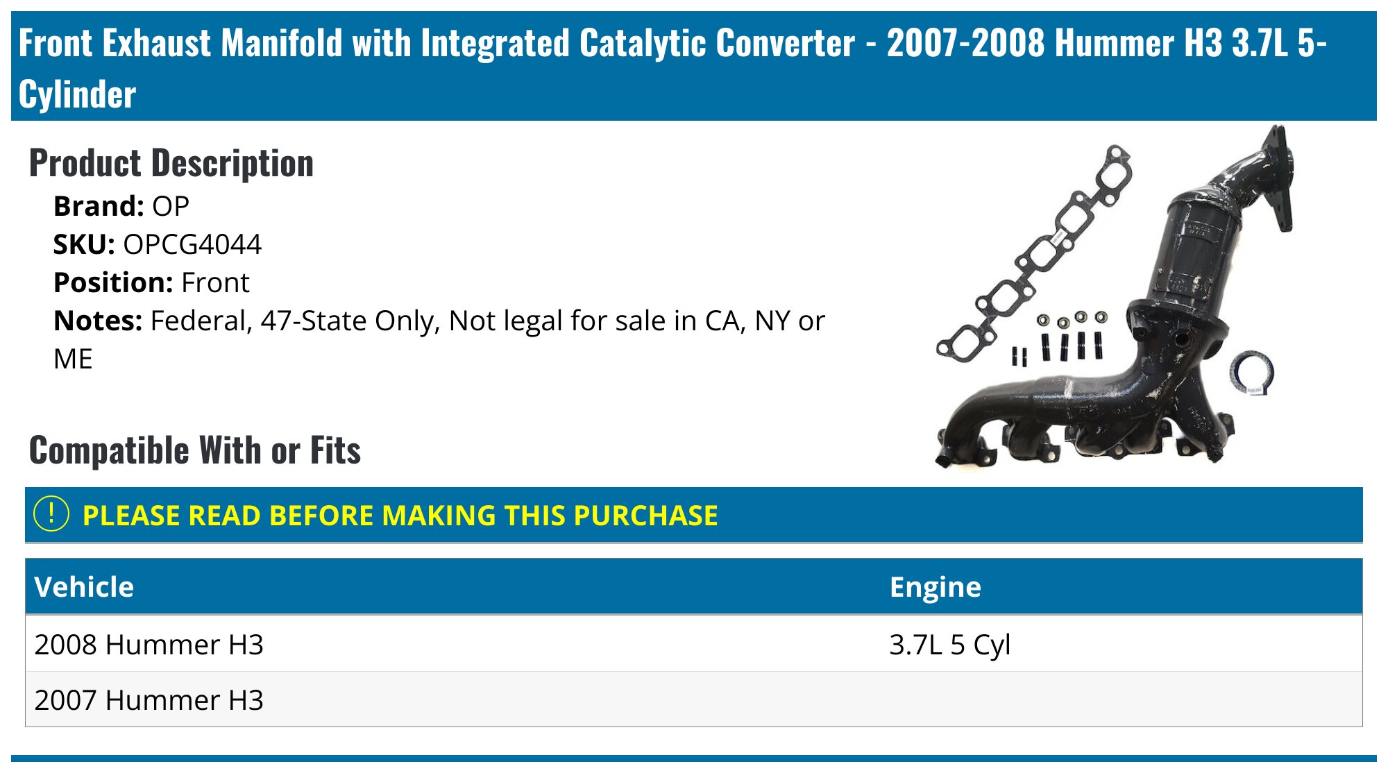 2009-2010 Ford Flex Catalytic Converter APCCT315, Fast Dispatch