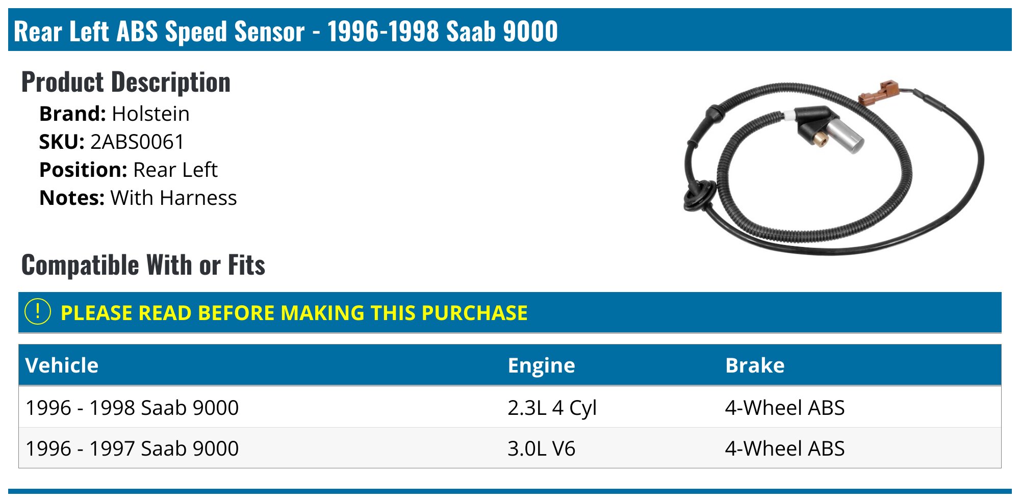 SAAB 93 9-3 9 3 900 REAR 94-03 1 WHEEL BEARNG HUB KT WTH ABS SPEED