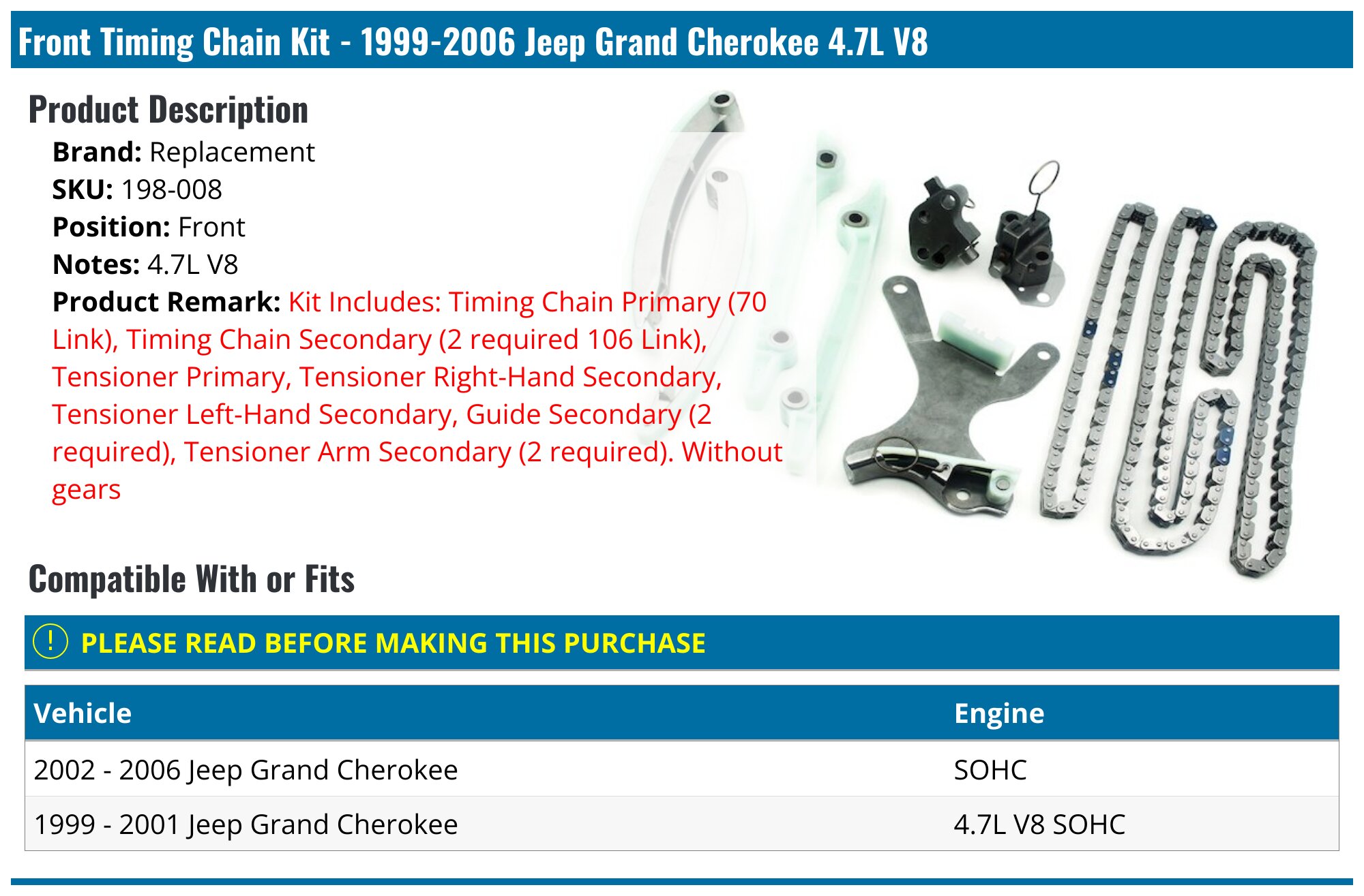 19992006 Jeep Grand Cherokee Timing Chain Replacement 198008