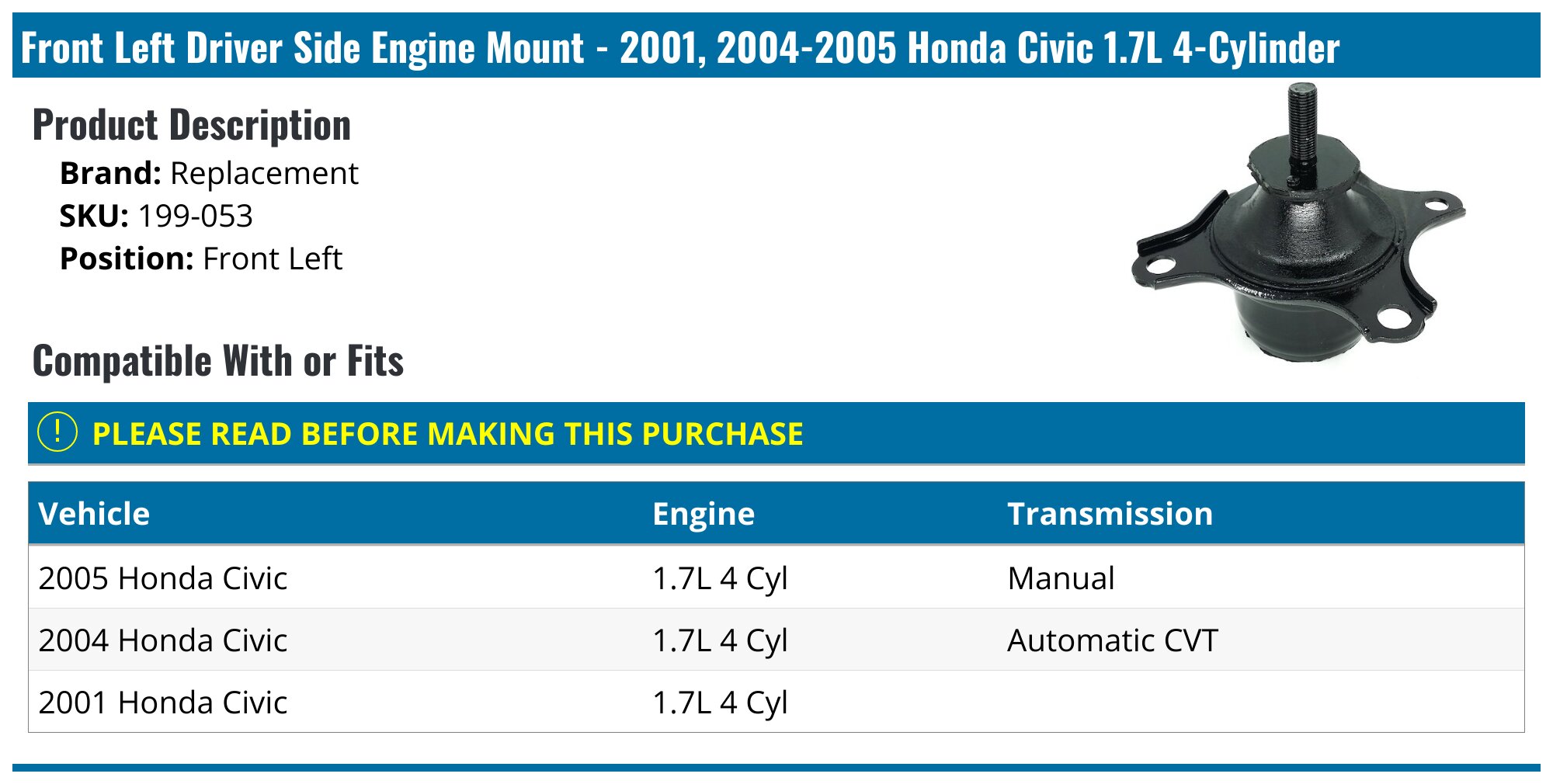 FOR HONDA CIVIC TYPE R EP3 K20A FRONT MIDDLE GEARBOX ENGINE