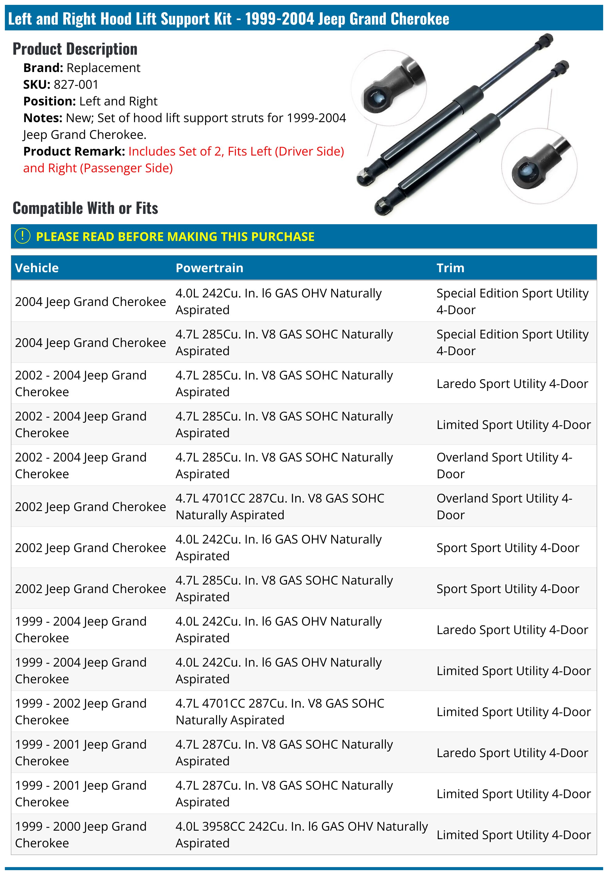 Hood Struts/Shocks Replacement - Car Hood Lift Support | Parts Geek
