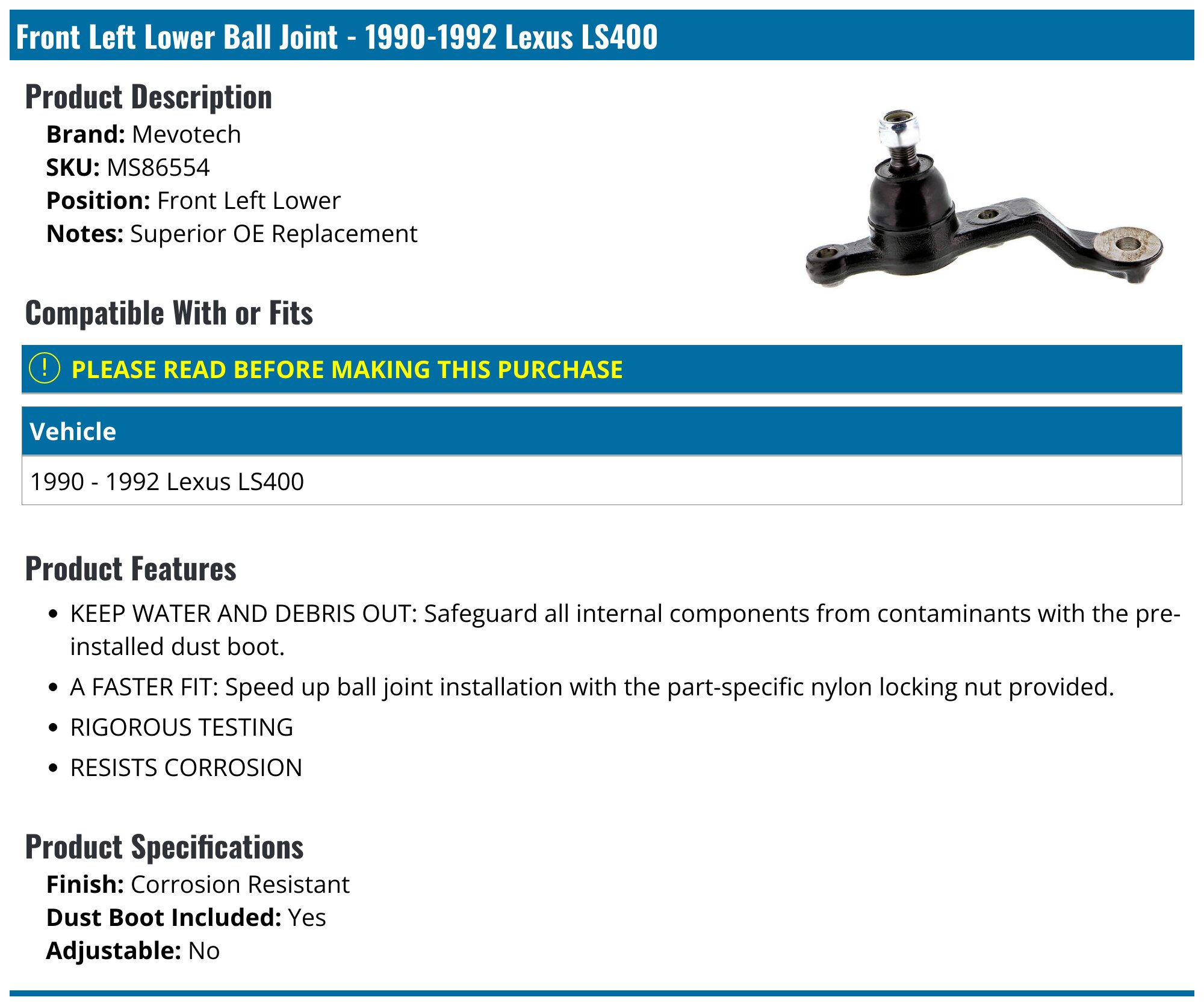Front Lower Ball Joints Left & Right Pair Set Ball Joint 211 330 04 35