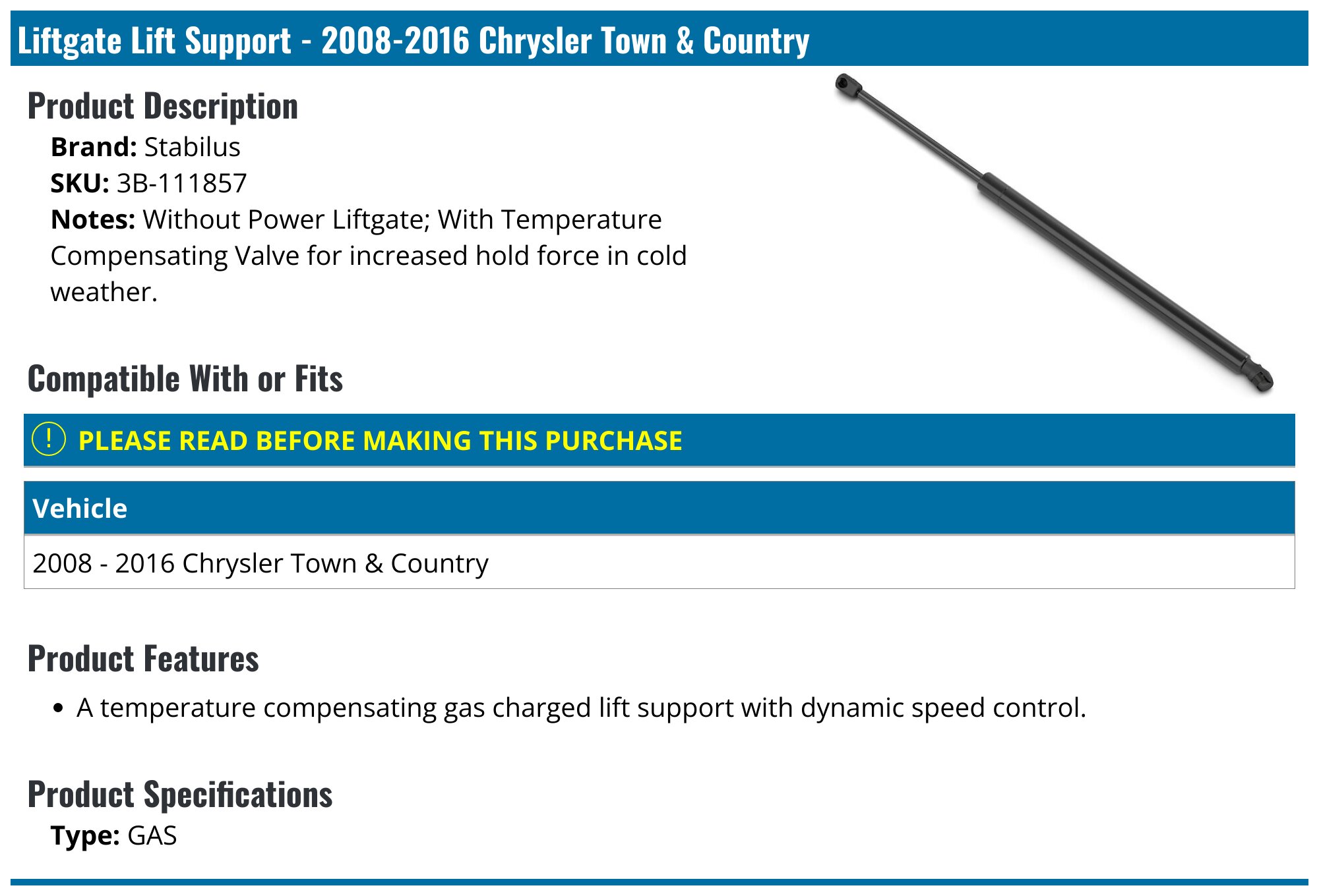 Rugged TUFF Liftgate Gas Struts Pair For 2001-2008 Chrysler PT Cruiser - 720N, Limited Lifetime Warranty