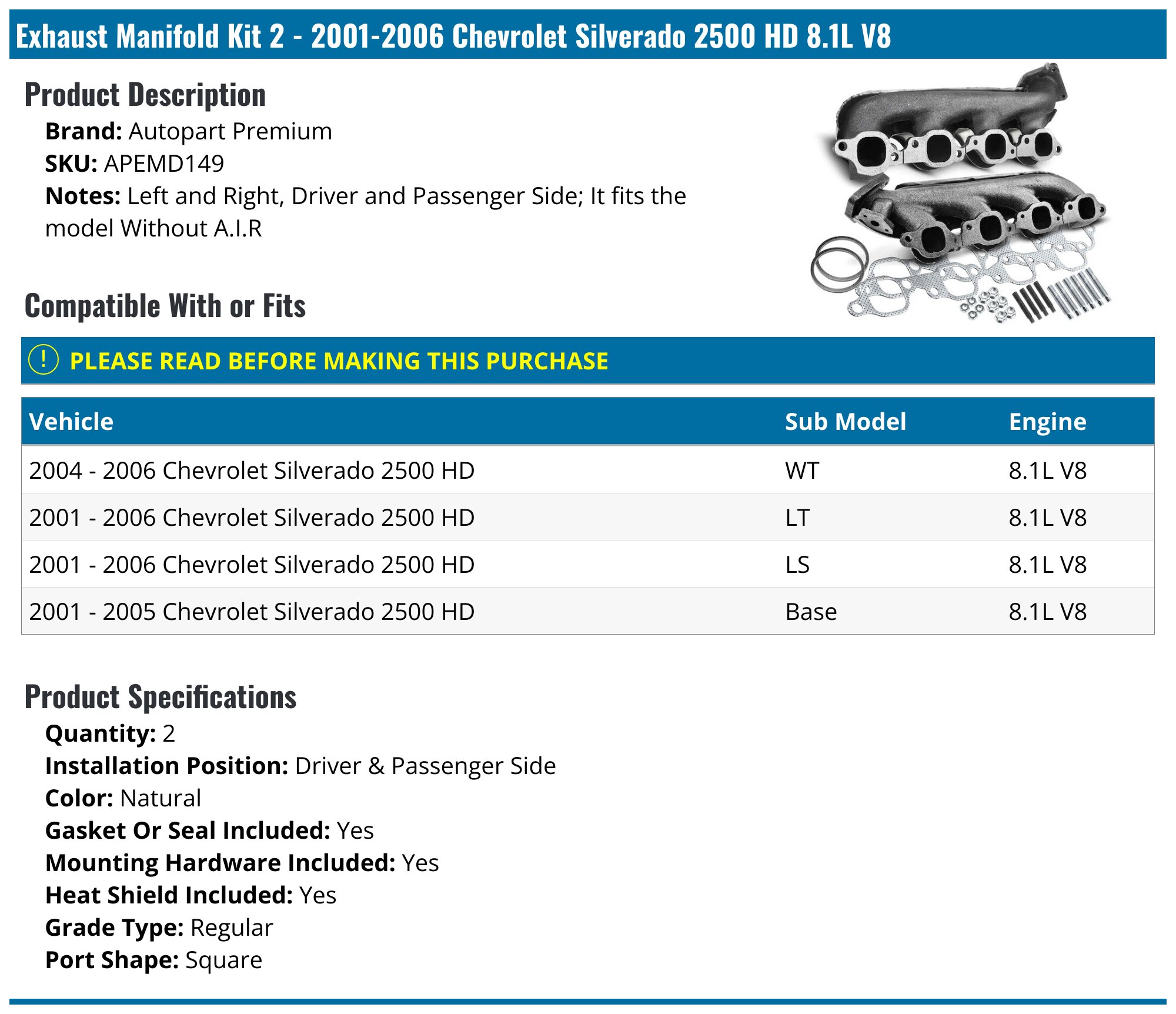 Magnaflow 19027 | Chevrolet/GMC, Silverado/Sierra | 2500/3500 HD | 6.0L