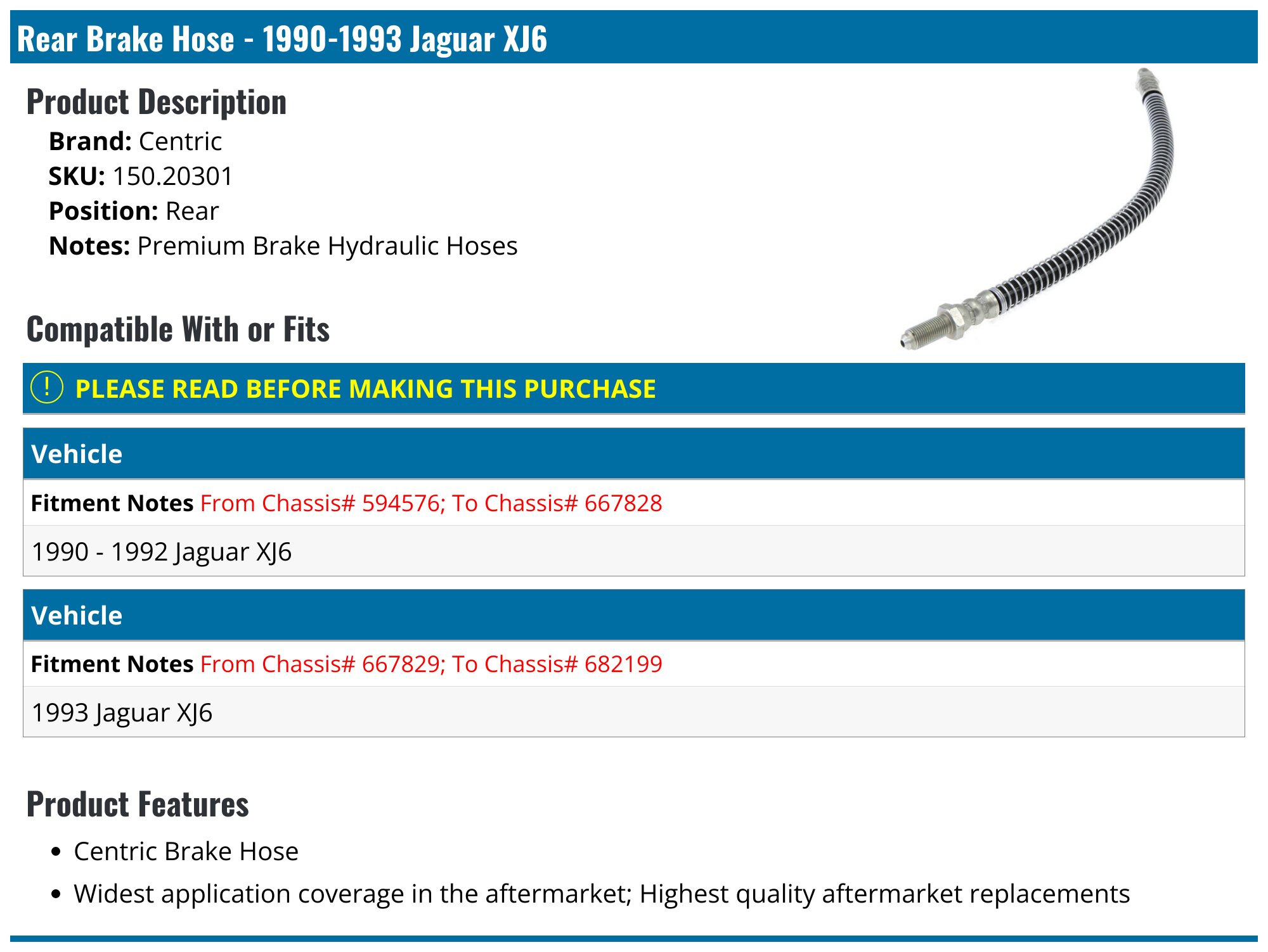 Pair Of Nelson Front Brake Hoses For Jaguar XJ6 2.9/3.2/3.6 (1986-1994) – 400mm, UK Made