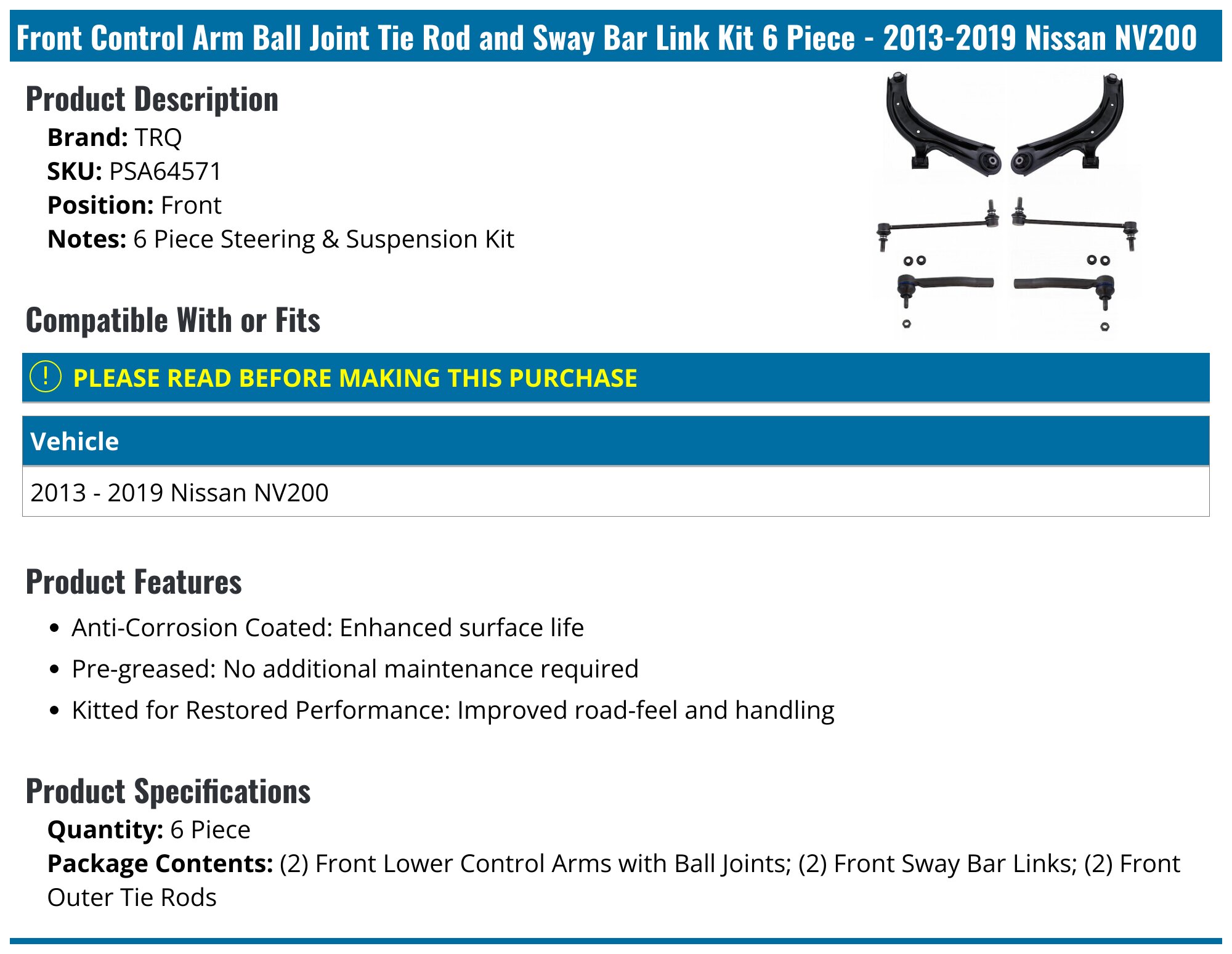 1 Pc Front Lower Control Arm w/Ball Jonts LH for 13-19 NSSAN SENTRA