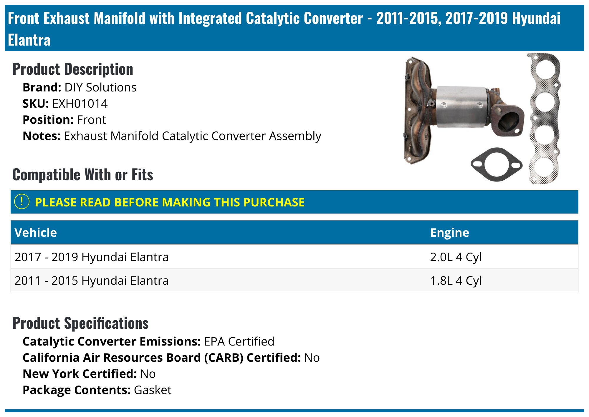 20112015, 20172019 Hyundai Elantra Catalytic Converter DIY