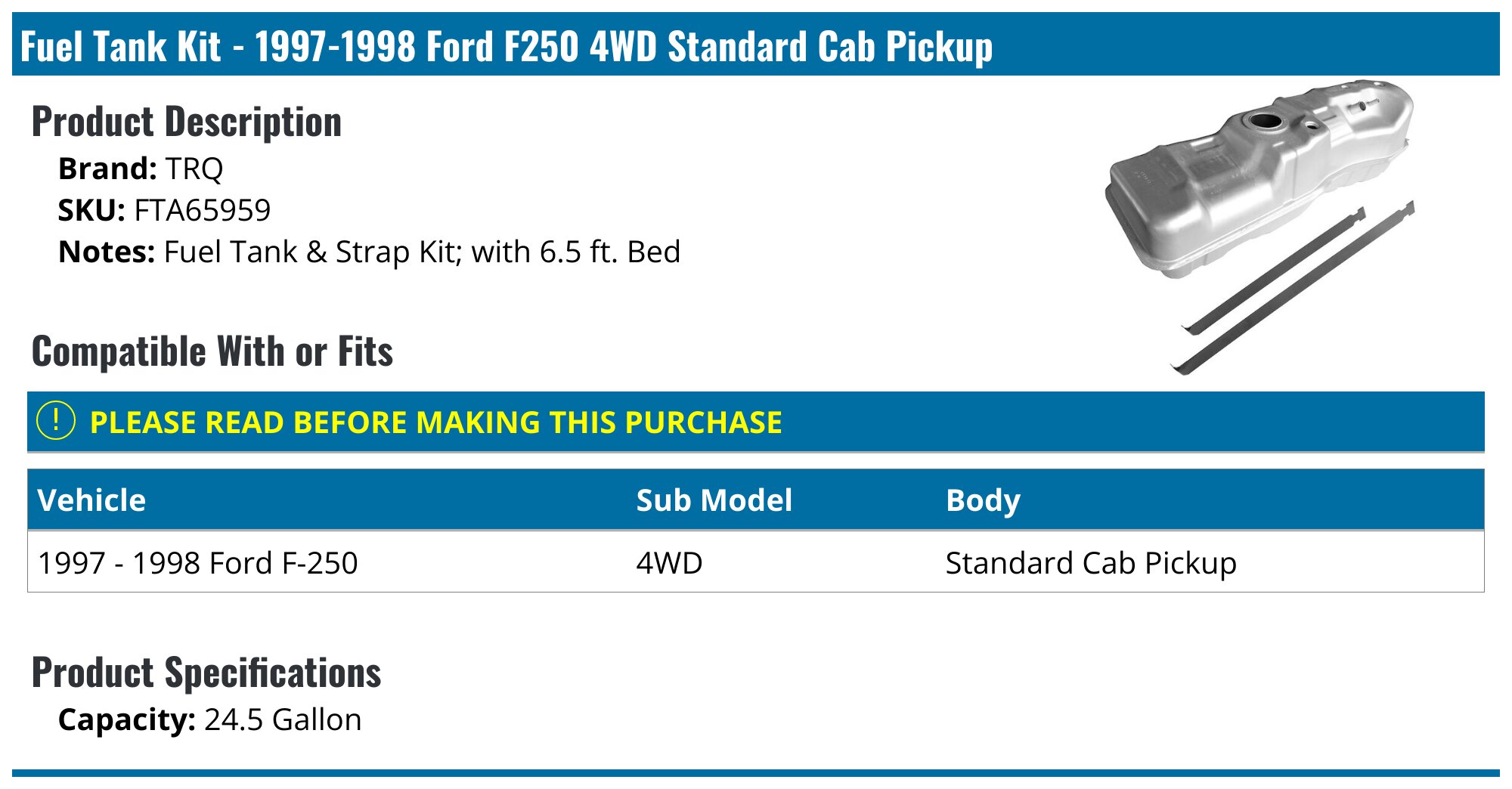 Fuel Tank for 1997-1998 Ford F-250 | Walmart Canada