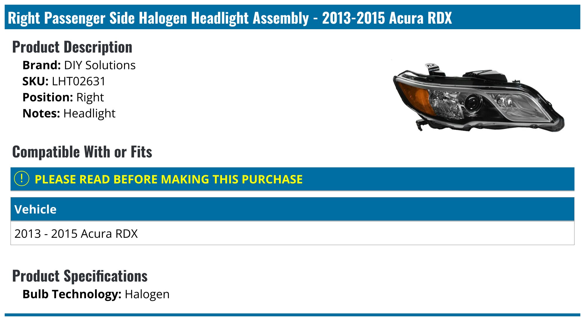 TYC Right Passenger Side LED Headlight Assembly For Acura RDX 2016-2018 Models E - Foto 8
