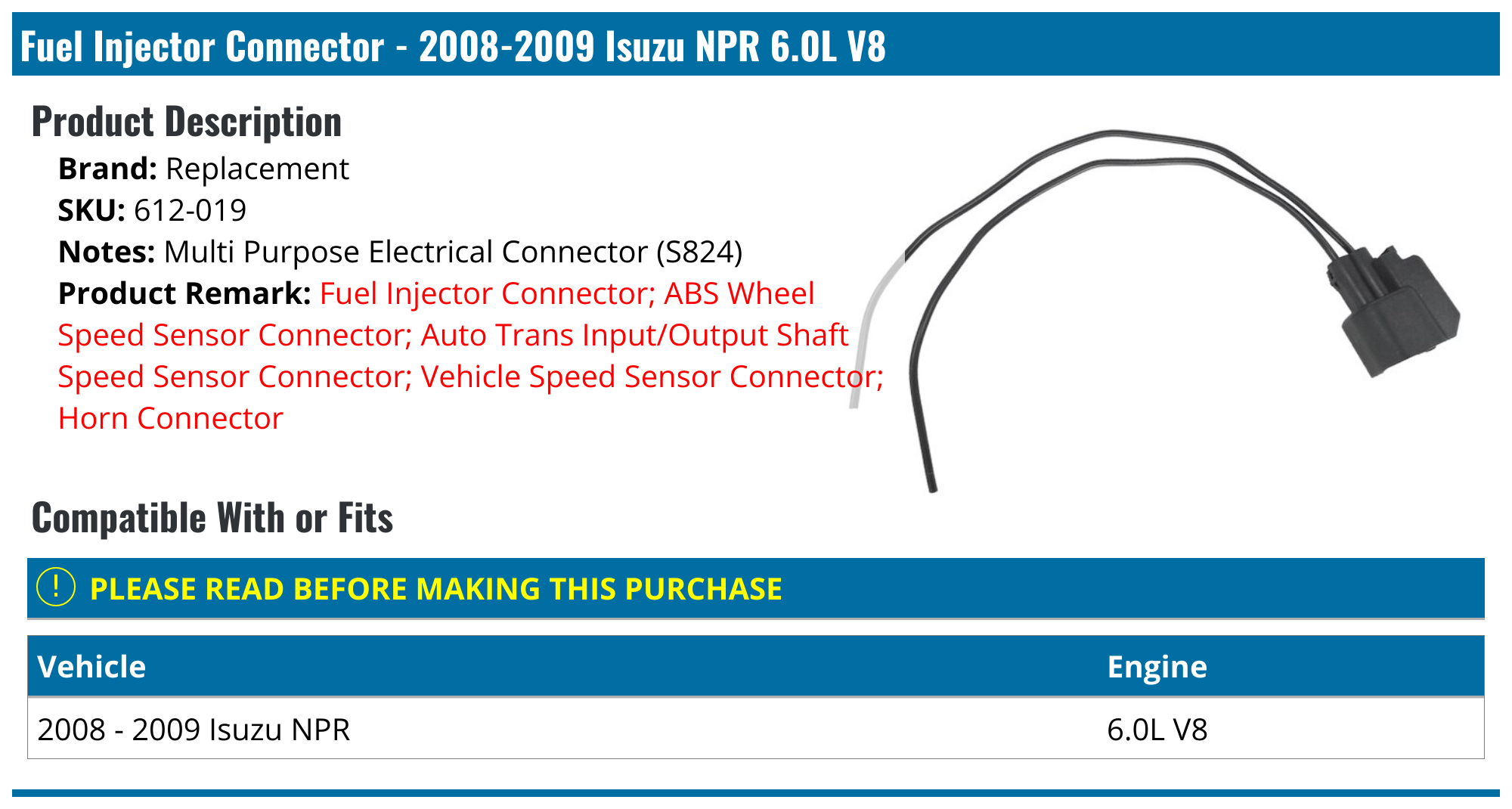 20082009 Isuzu NPR Fuel Injector Connector Replacement 612019