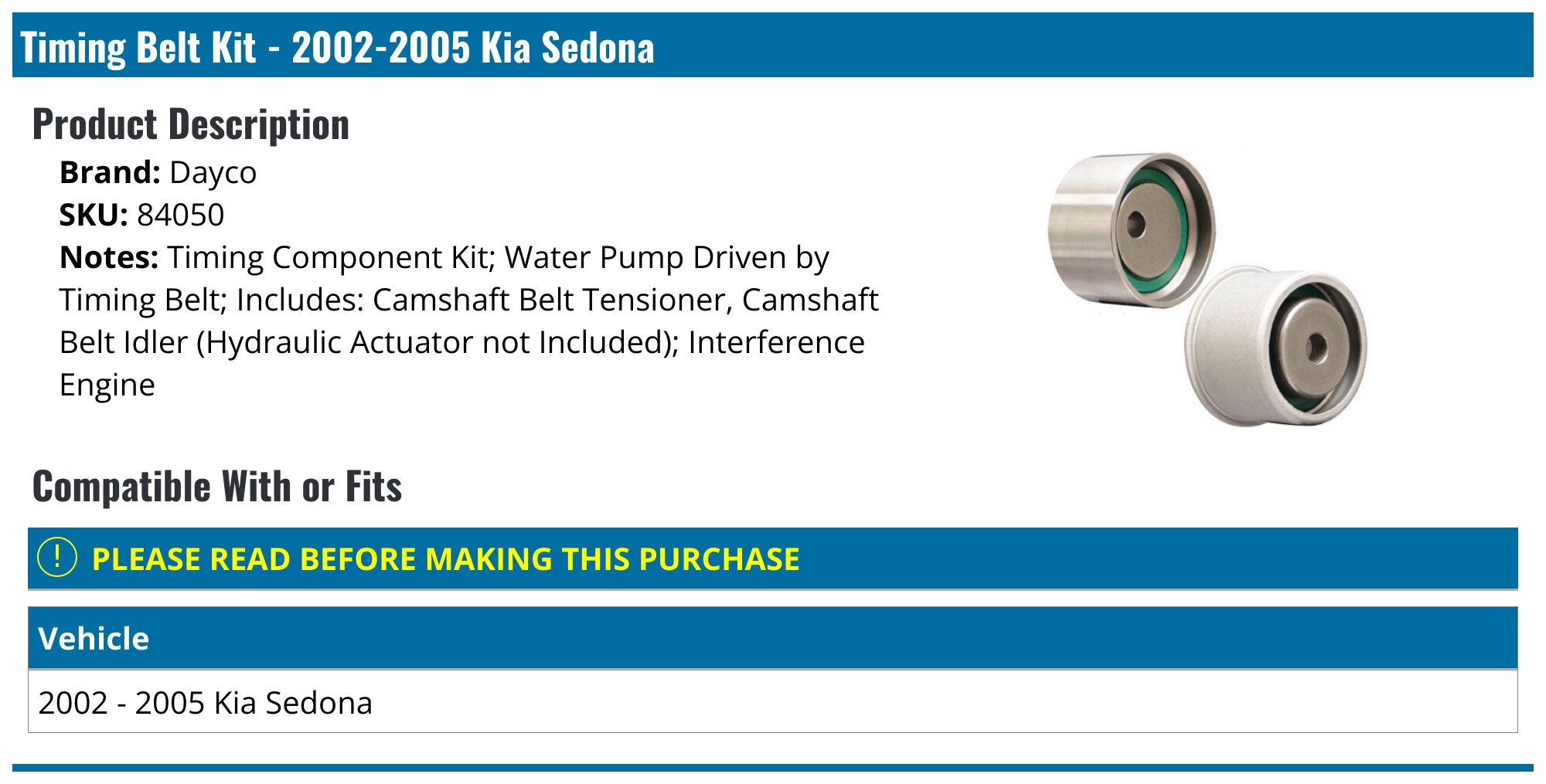 10 Pcs Timing Belt Kit with Water Pump for 2003-2006 Hyundai Santa Fe 10 Pcs Timing Belt Kit with Water Pump for 2003-2006 Hyundai Santa Fe