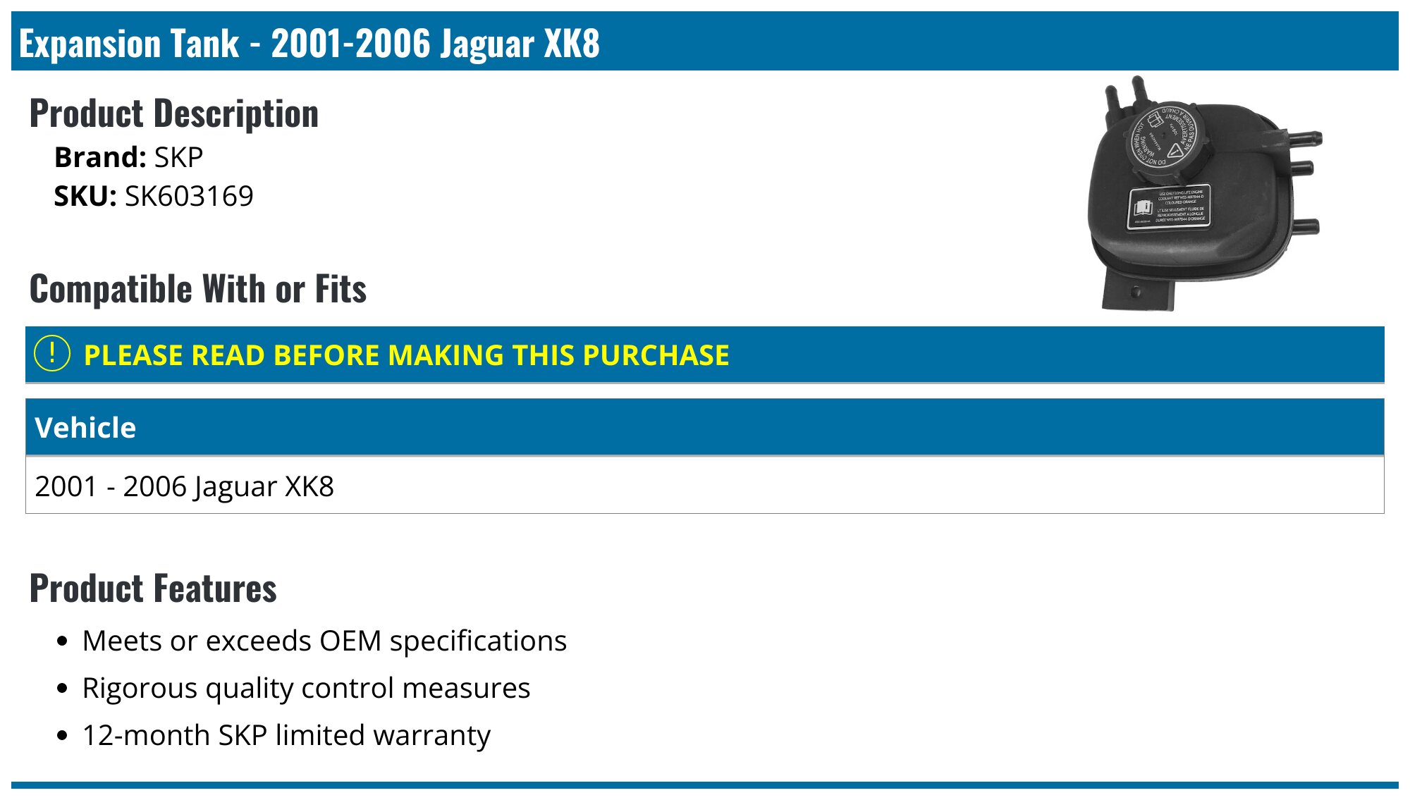 Radiatordop & expansievat voor JAGUAR S-TYPE II (X200) bouwjaar 1999.01-2008.12