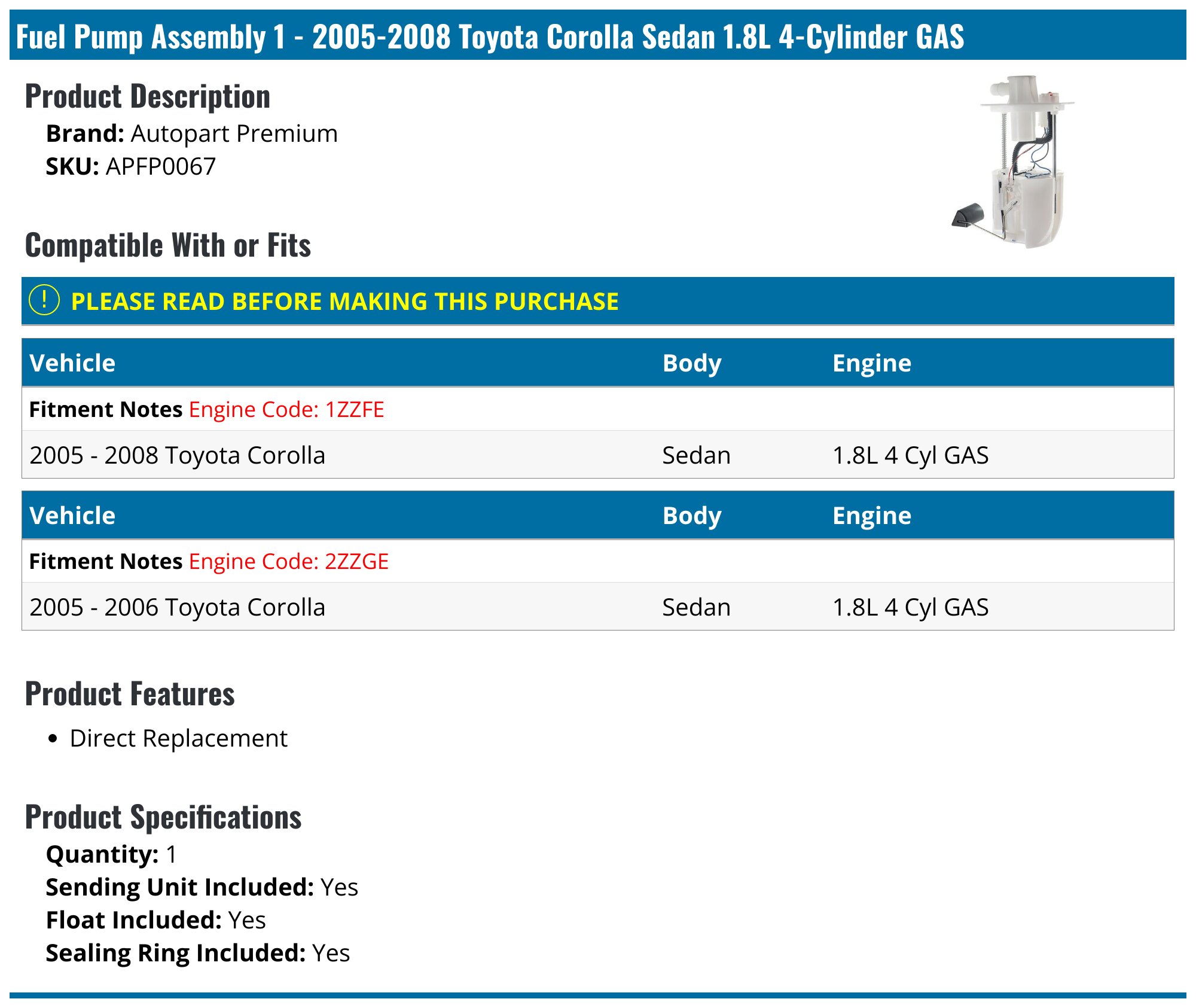How to Replace 2006 Toyota Corolla S Fuel Pump