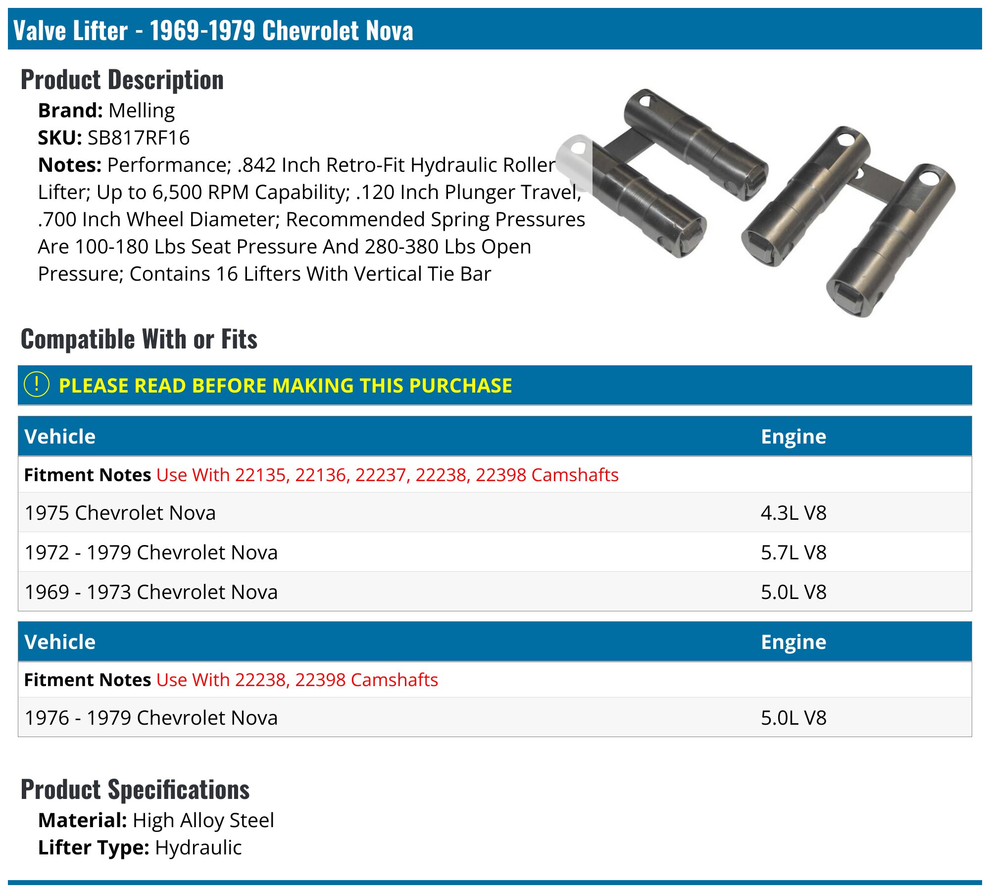 Trunk Lock With Key For 1969-1979 Chevrolet Nova – Replacement 83634WB