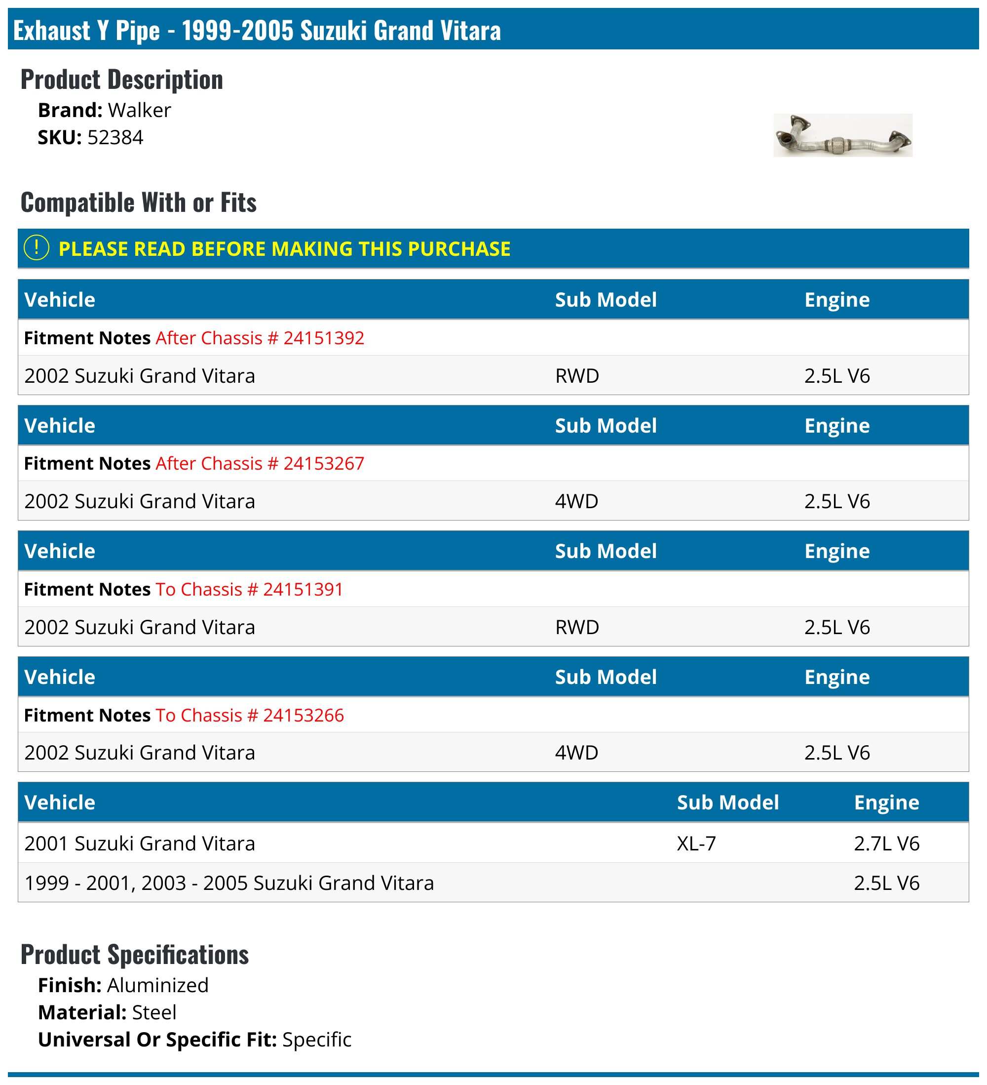 Magnaflow Direct-Fit Rear Muffler Kit | Suzuki Grand Vitara 2.7L (06-08) (108-0120)