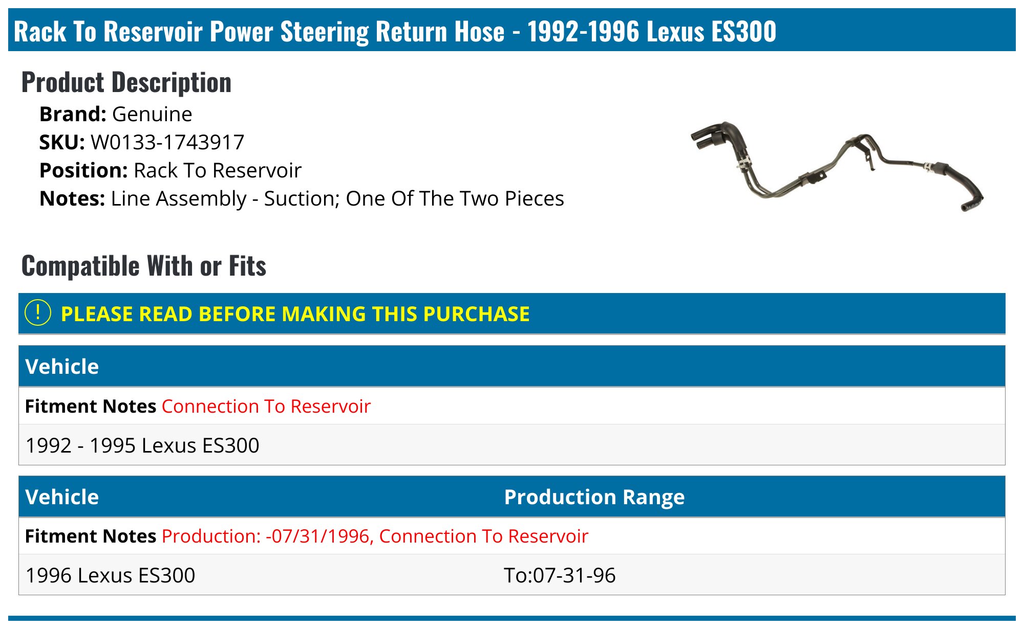 Power Steering Pump For 1994–1996 Lexus ES300 – Direct Fit, Remanufactured & Reliable
