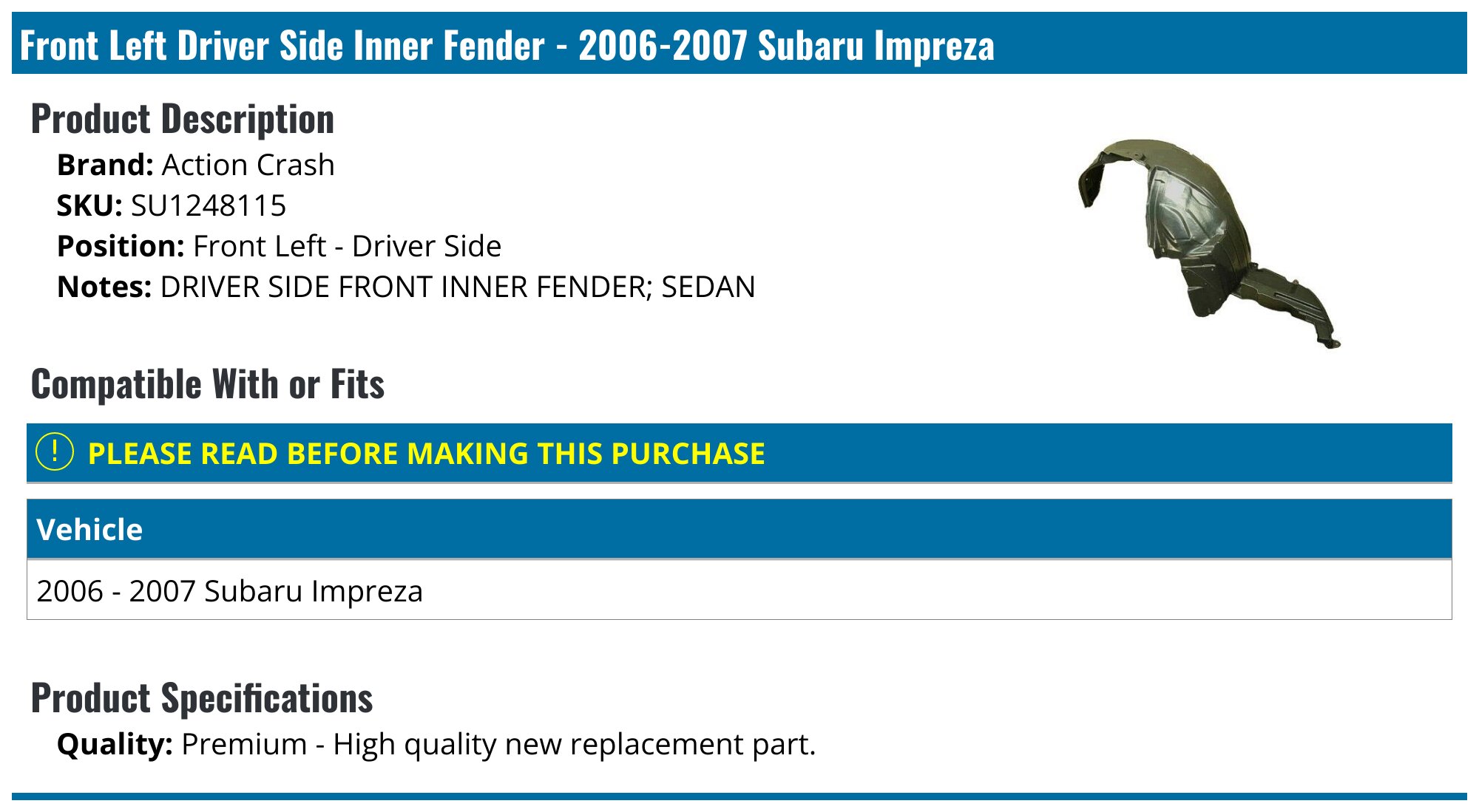 Replacement® 1993-1996 Subaru Impreza - Front, Driver Side