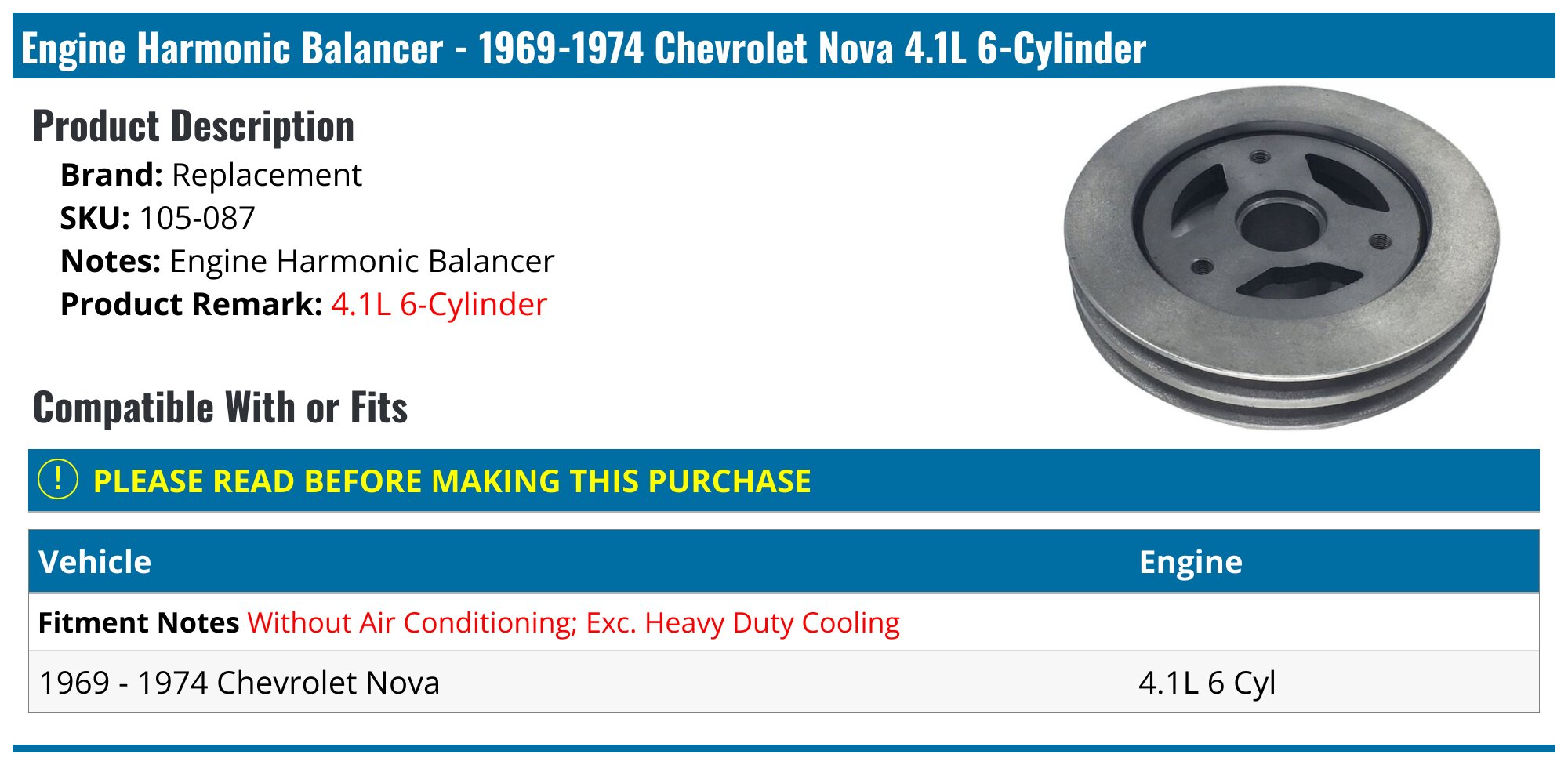 Engine Harmonic Balancer For 1969-1998 Chevy GMC Pontiac Oldsmobile 5.0L 5.7L – Dr. Engine Autoparts