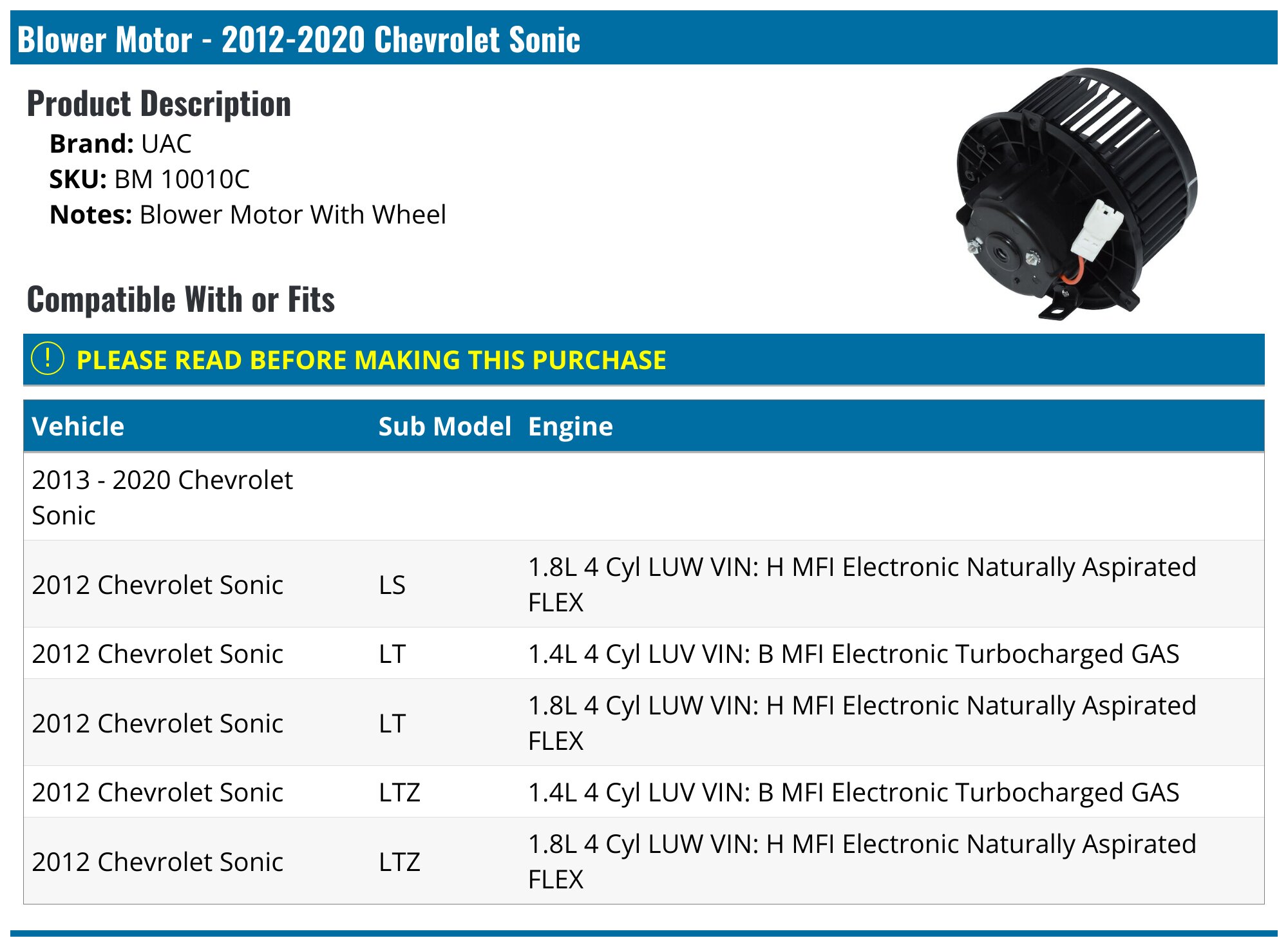 C-HORSE Engine Air Intake Hose With Clamps For Chevrolet Sonic 2013-2020 1.4L 4 Cyl - 94537633