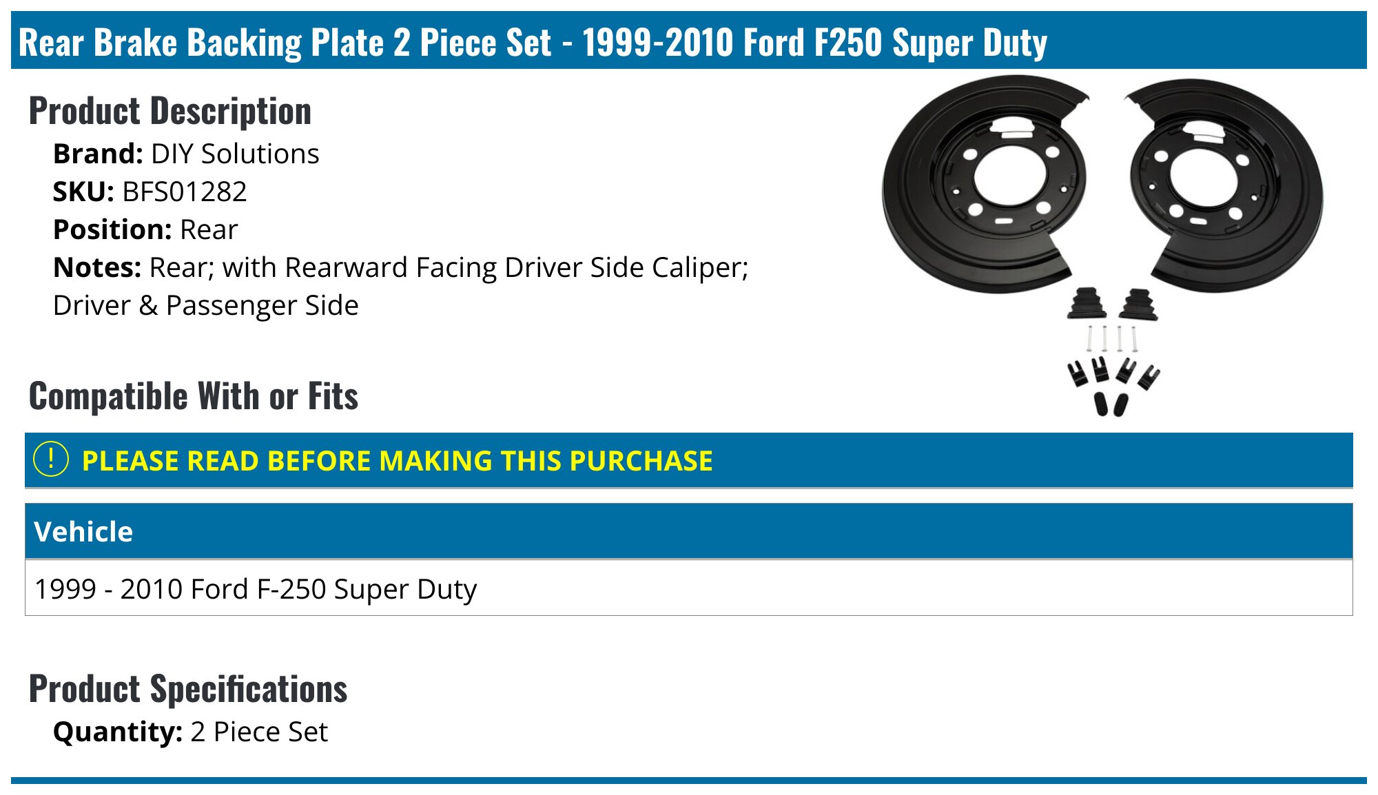 19992010 Ford F250 Super Duty Brake Backing Plate DIY Solutions