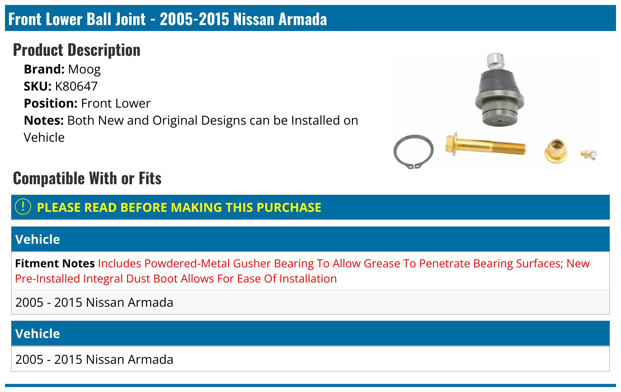 MOOG Suspension Ball Joint K80647 - Advance Auto Parts