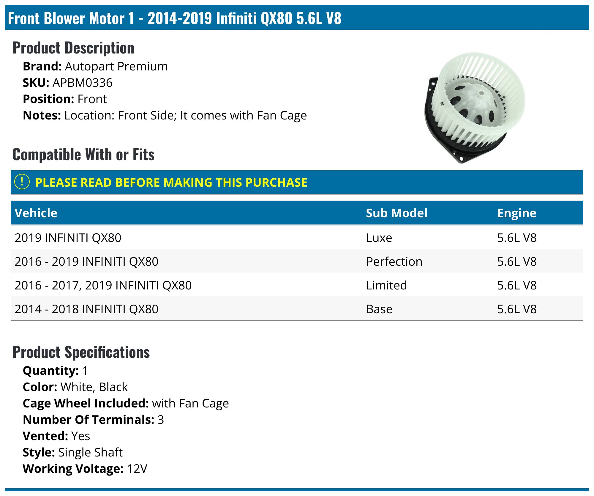 Heater Blower Motor PUAMRPTS AC Compatible With Infiniti Nissa-n
