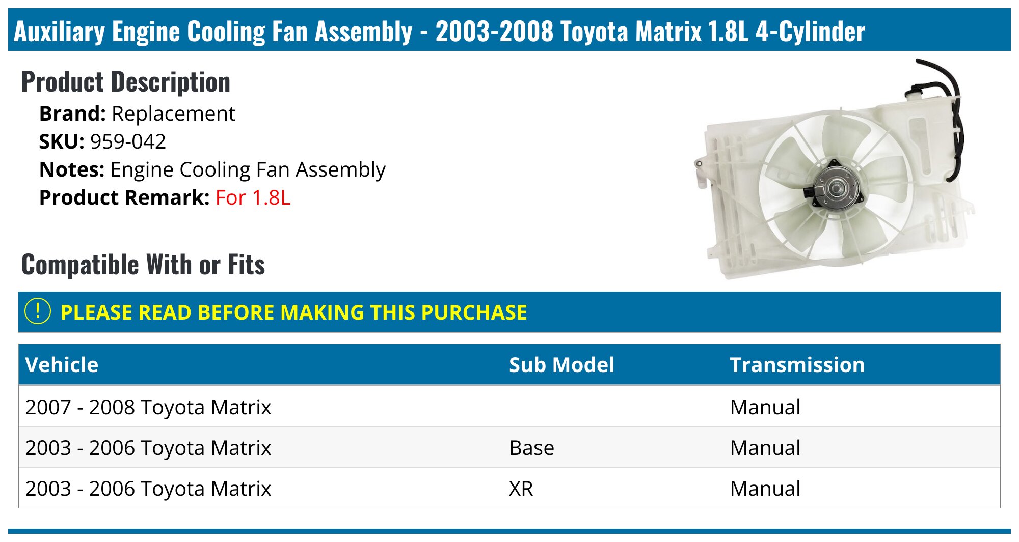 Auto Part Radiator Cooling Fan Motor For Matrix Corolla Pontiac Vibe Auto Part Radiator Cooling Fan Motor For Matrix Corolla Pontiac Vibe
