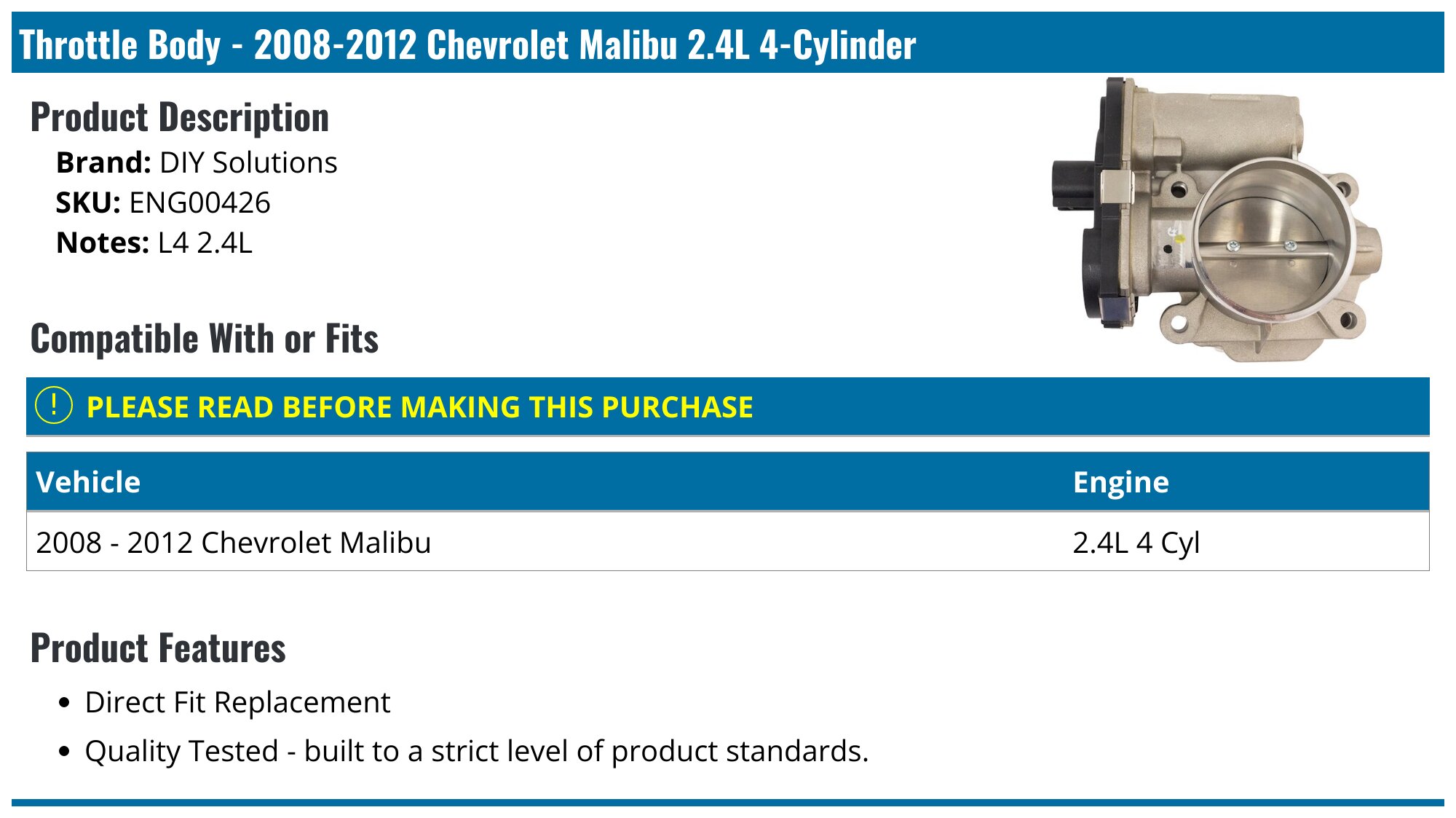 Felpro 59NQ46Q Head Gasket Set Fits 2013-2014 Chevy Malibu 2.4L 4 Cyl