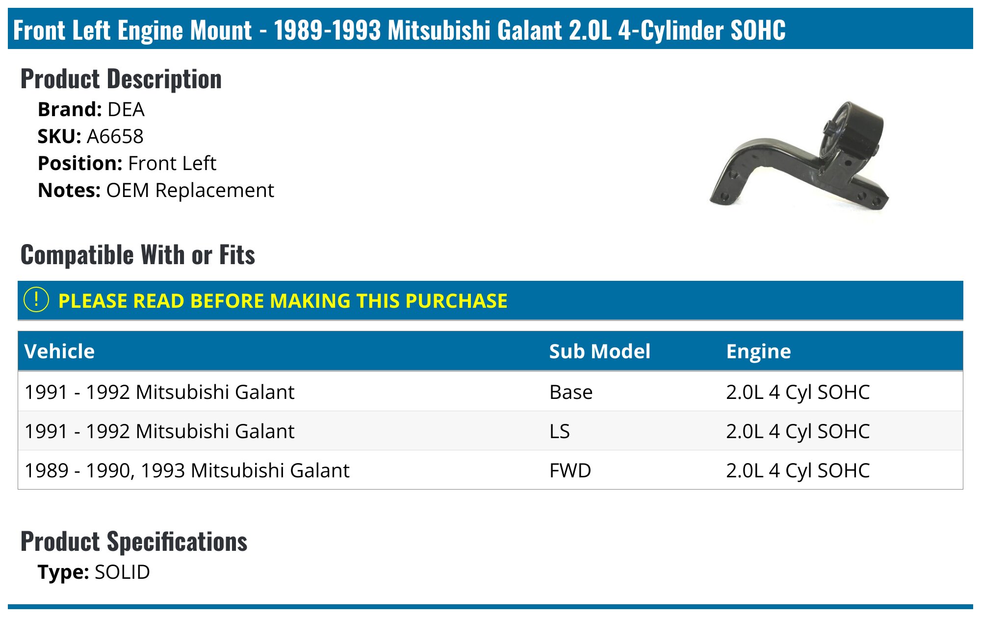 Engine Mounts for 2002 Mitsubishi Eclipse for sale
