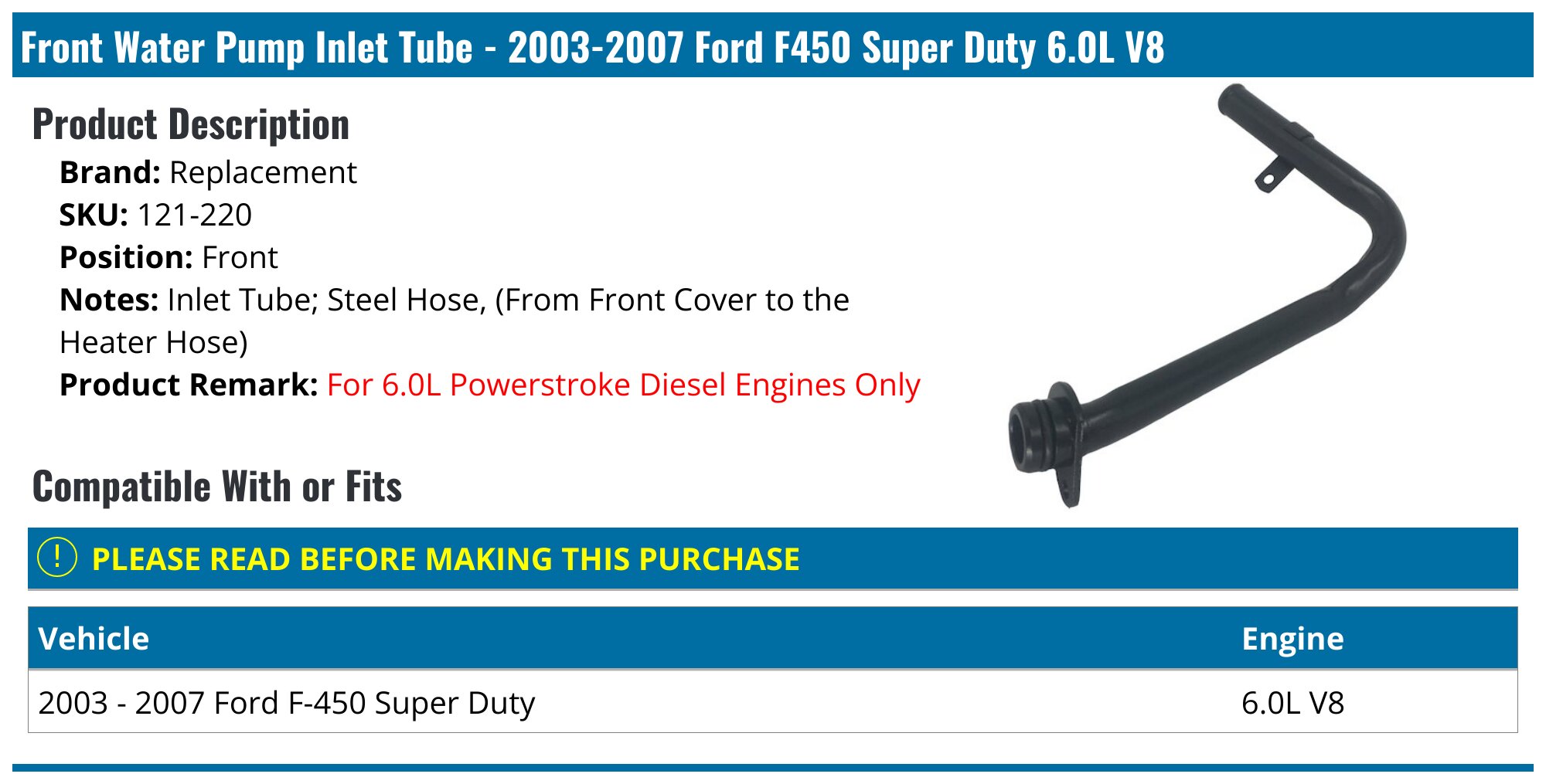 20032007 Ford F450 Super Duty Water Pump Inlet Tube Replacement 121