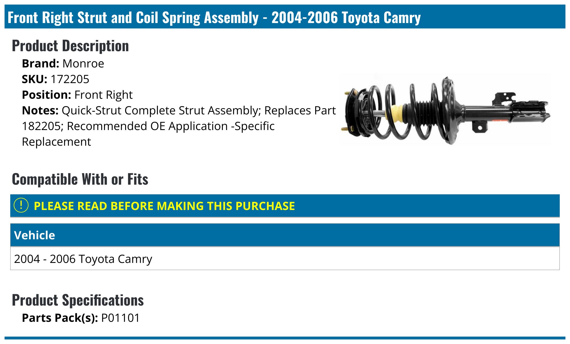 Dorman 524-722 Front Passenger Side Suspension Strut Rod For 2001-2004 Toyota Tacoma-257266
