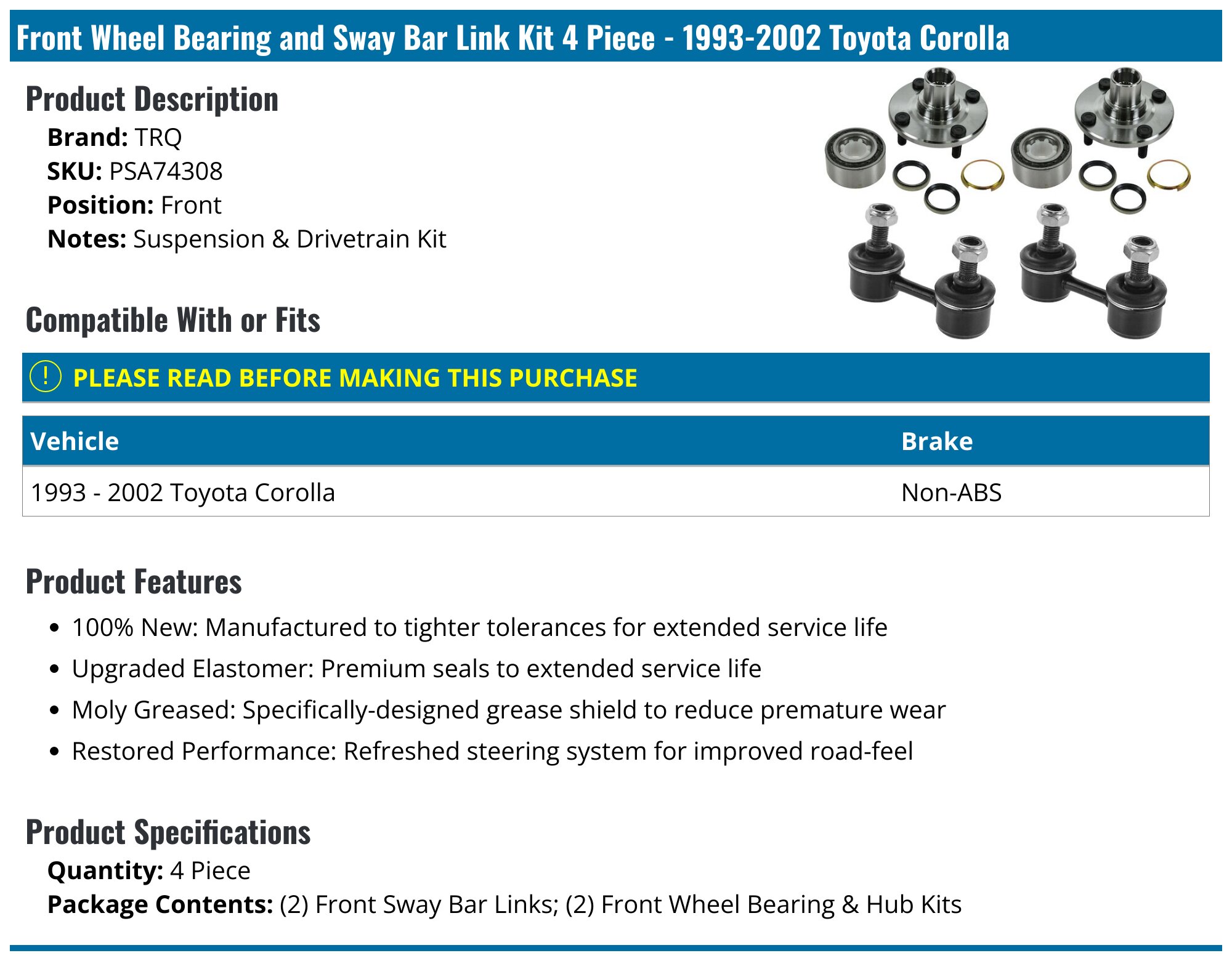 Toyota Corolla Sway Bar - Enhance Your Vehicle Control