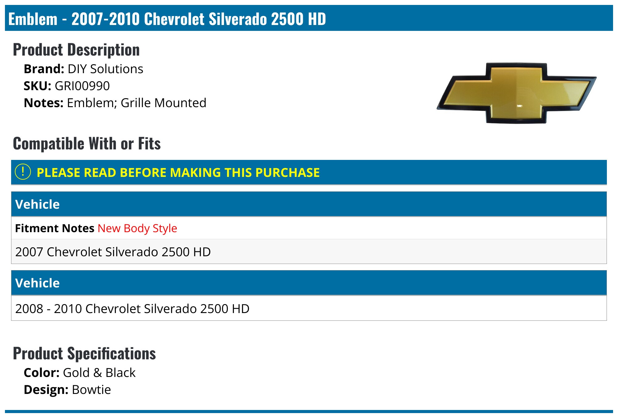 One Piece Chrome 'SILVERADO' Emblem Badge For Chevrolet Silverado 1500 & 2500HD (2007-2019) – OEM Style