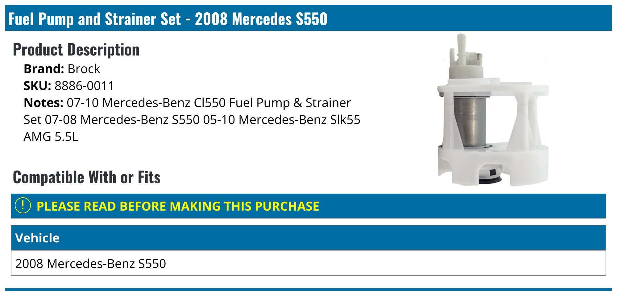 For Fuel Filter Mercedes-Benz CL500 CL550 CL600 S430 S500 S550 SLK200 SLK55 AMG