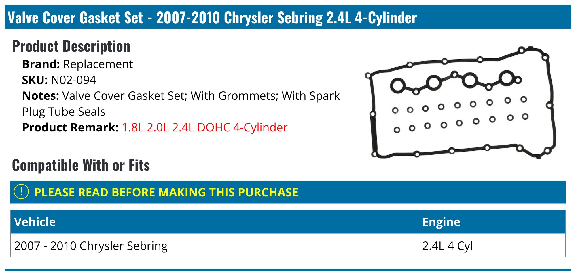 Mr. Gasket 5876 Mr. Gasket Ultra-Seal Valve Cover Gaskets 84041058763 Mr. Gasket 5876 Mr. Gasket Ultra-Seal Valve Cover Gaskets 84041058763