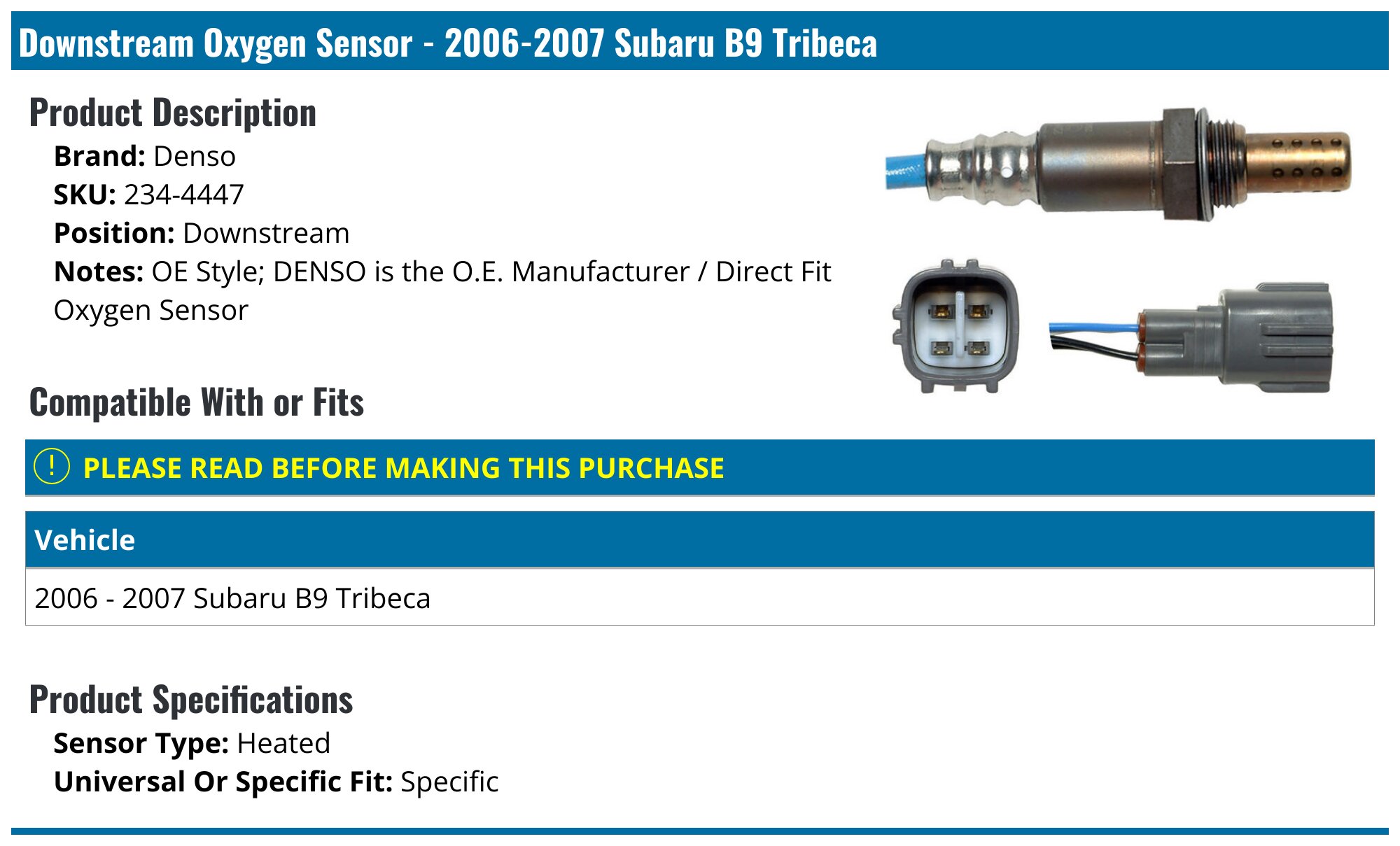 Denso Direct Fit Air-Fuel Ratio Sensor 2345182 | O'Reilly Auto Parts