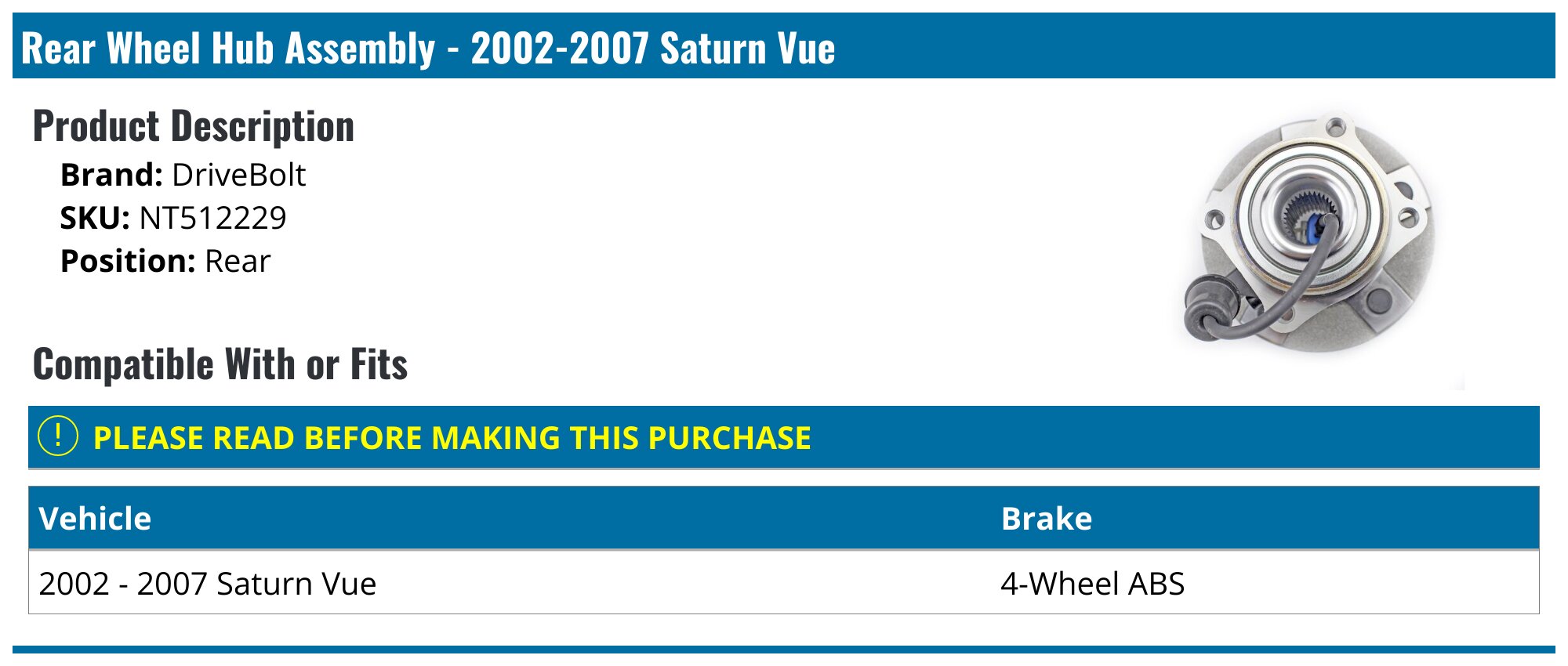 Dorman 951-897 - Wheel Hub And Bearing Assembly Rear