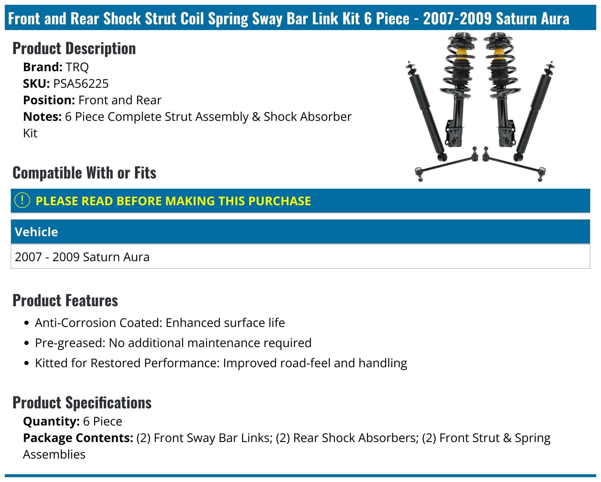 API Rear Coil Spring Set For 2007-2009 Saturn Aura – 98331MS