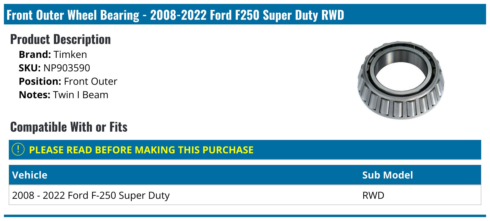 Wheel Bearings, Seals, & Related Components for 1997 Ford F-250